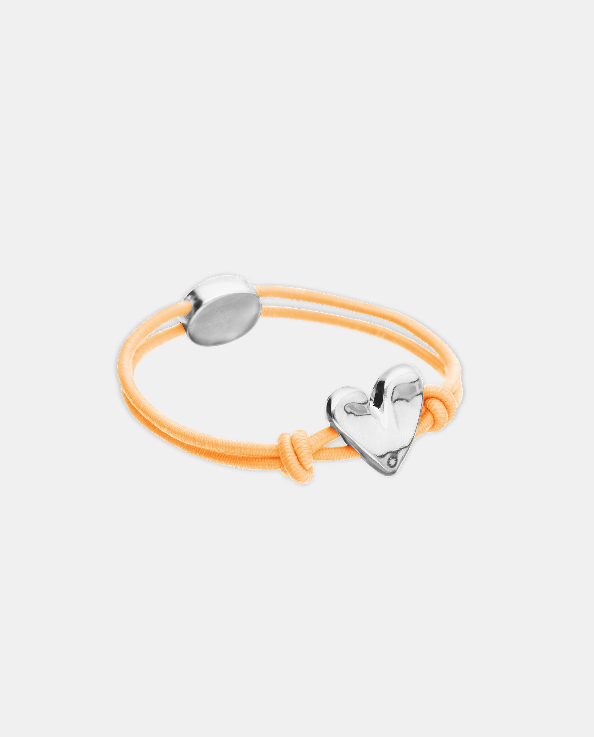 Pulsera de hilo elástico con corazón bañado en de ley - UNO de 50 - Plata Plata-4