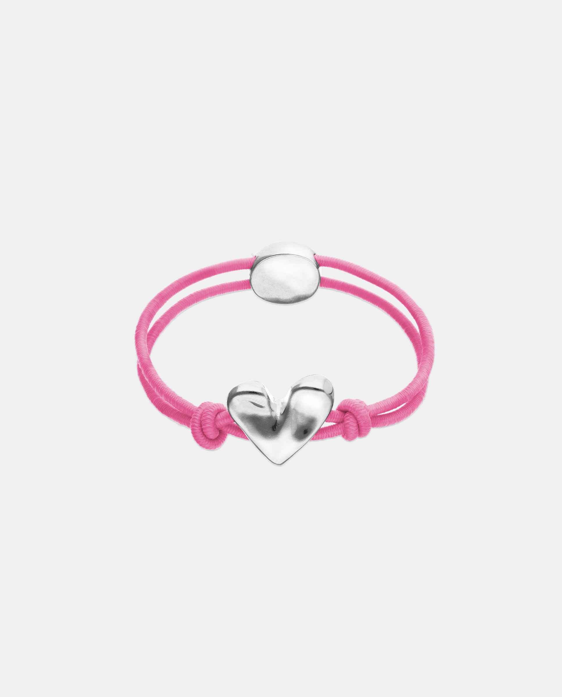 Pulsera de hilo elástico con corazón bañado en plata de ley - UNO de 50 - Plata Plata-1