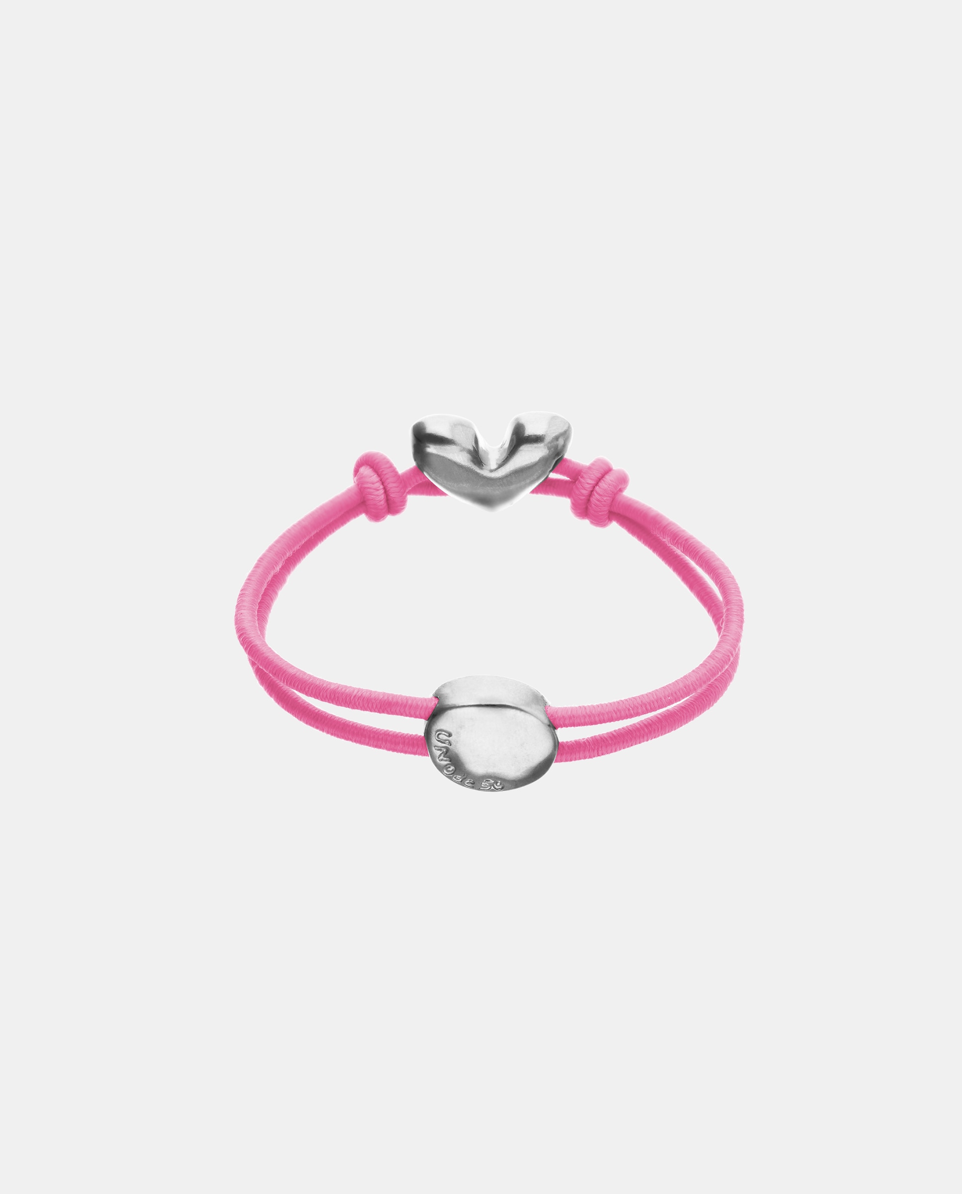 Pulsera de hilo elástico con corazón bañado en plata de ley - UNO de 50 - Plata Plata-3
