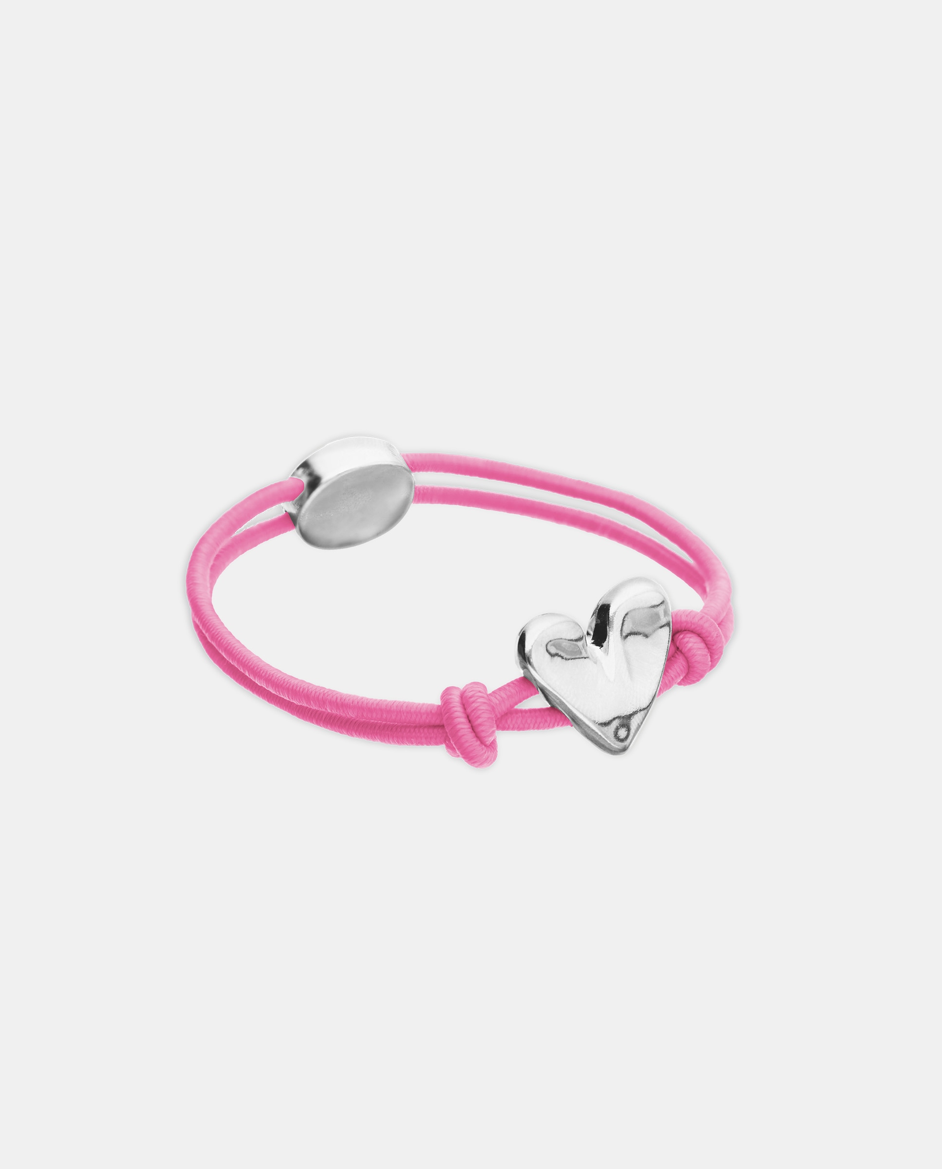 Pulsera de hilo elástico con corazón bañado en plata de ley - UNO de 50 - Plata Plata-4