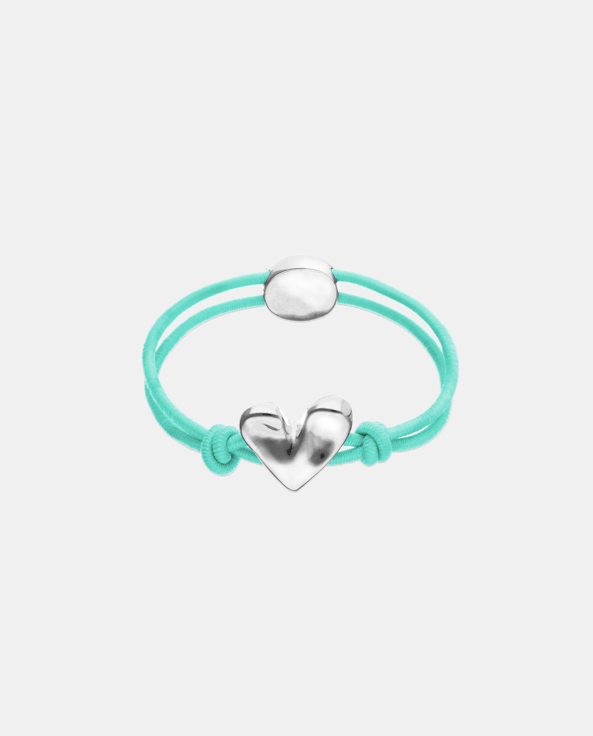 Pulsera de hilo elástico con corazón bañado en plata de ley - UNO de 50 - Plata Plata-1