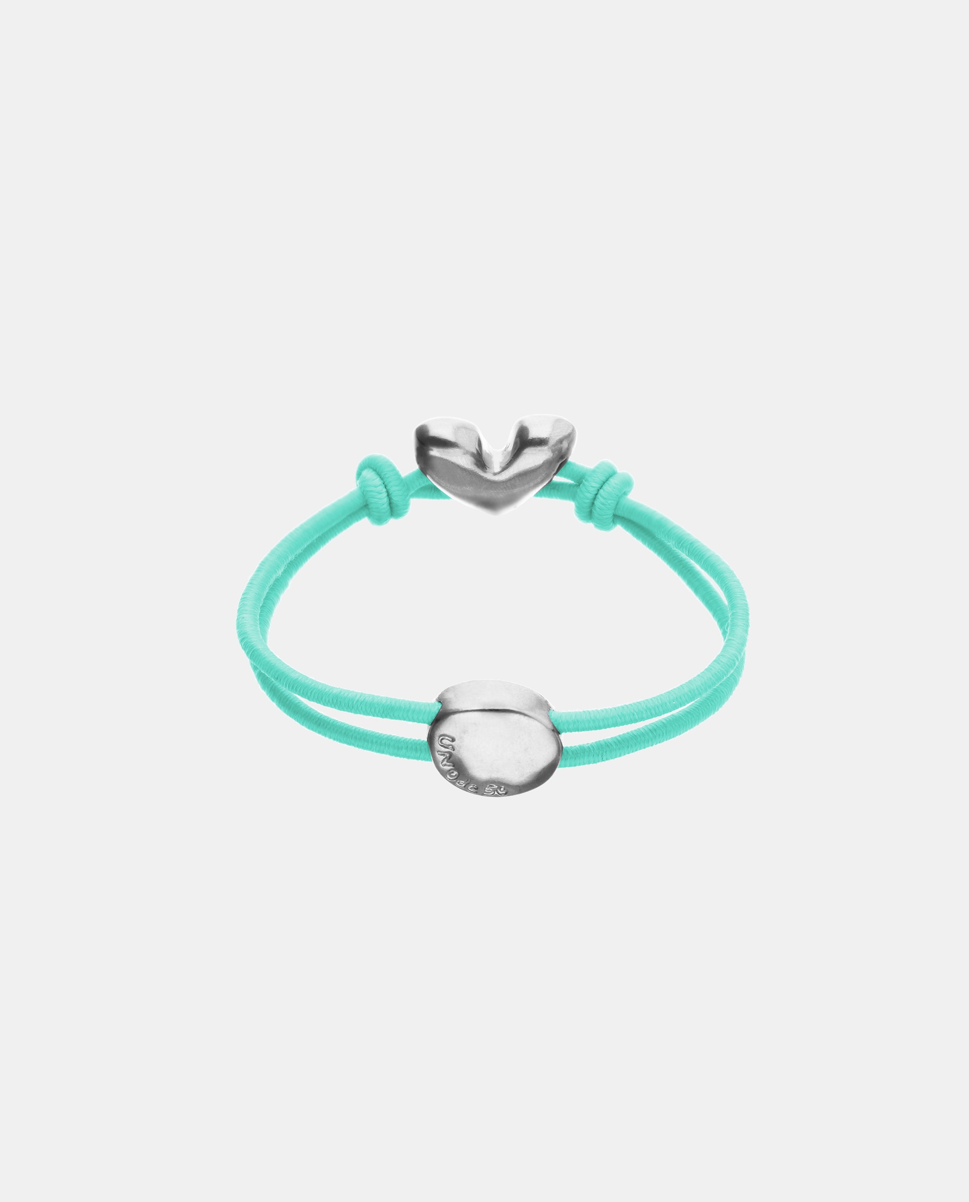 Pulsera de hilo elástico con corazón bañado en plata de ley - UNO de 50 - Plata Plata-3