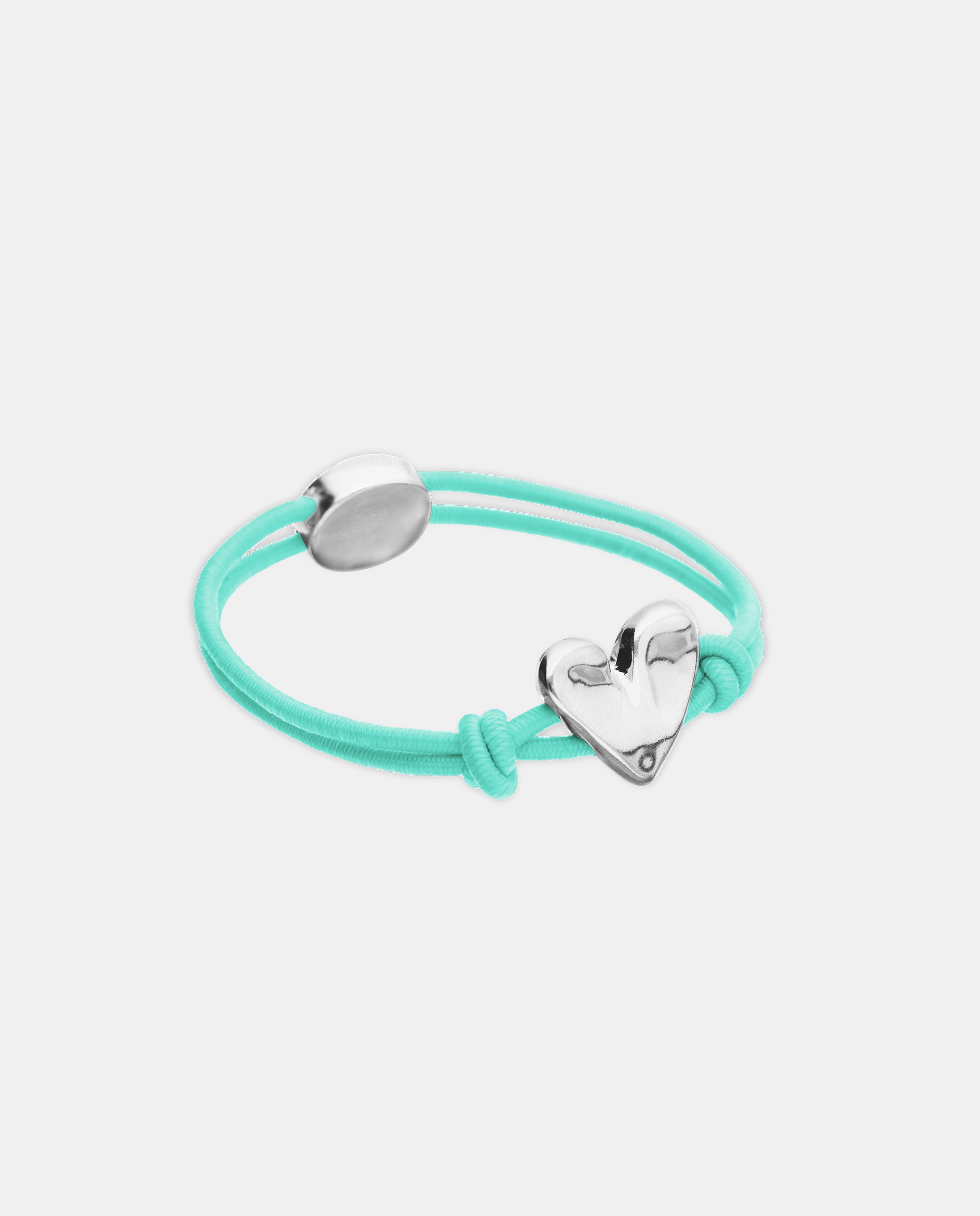 Pulsera de hilo elástico con corazón bañado en plata de ley - UNO de 50 - Plata Plata-4
