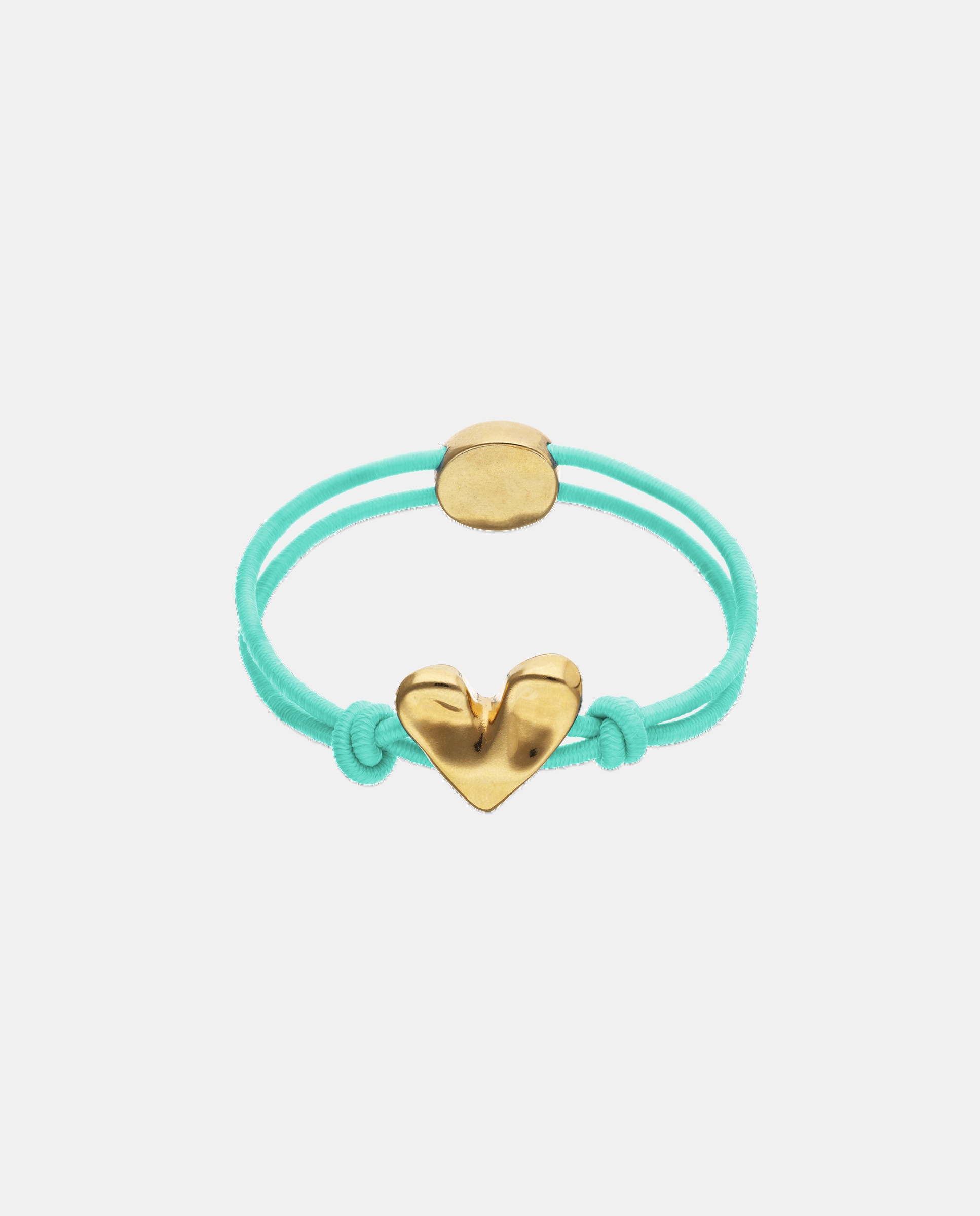 Imagen 0 de Pulsera de hilo elástico con corazón bañado en oro 18k Oro