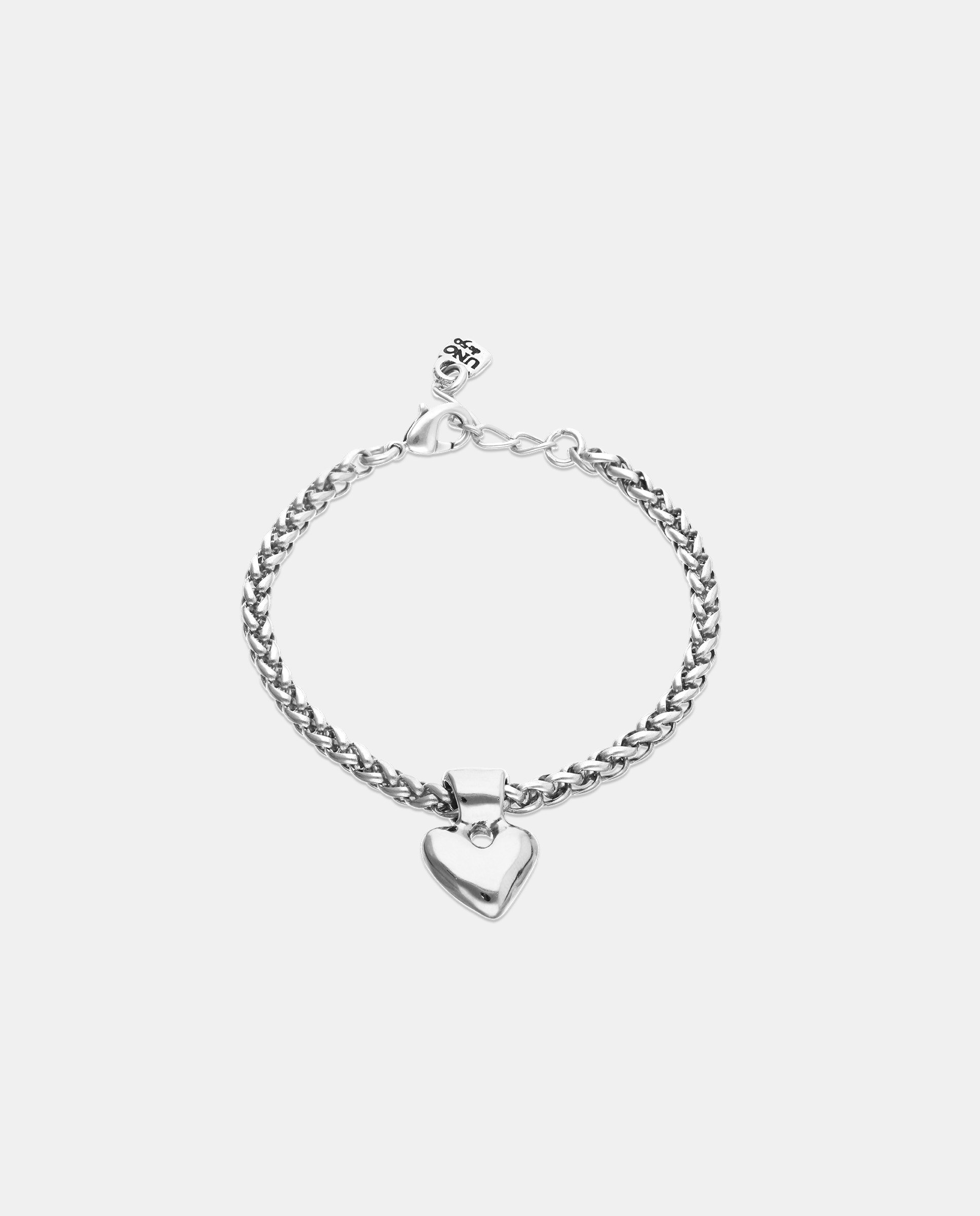 Imagen 0 de Pulsera de cadena con detalle de corazón bañado en plata de ley Plata