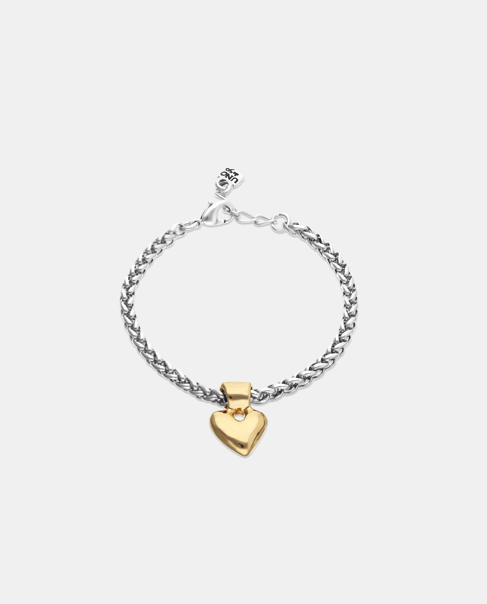 Imagen 0 de Pulsera de cadena bañada en plata de ley con detalle de corazón en oro 18k Plata