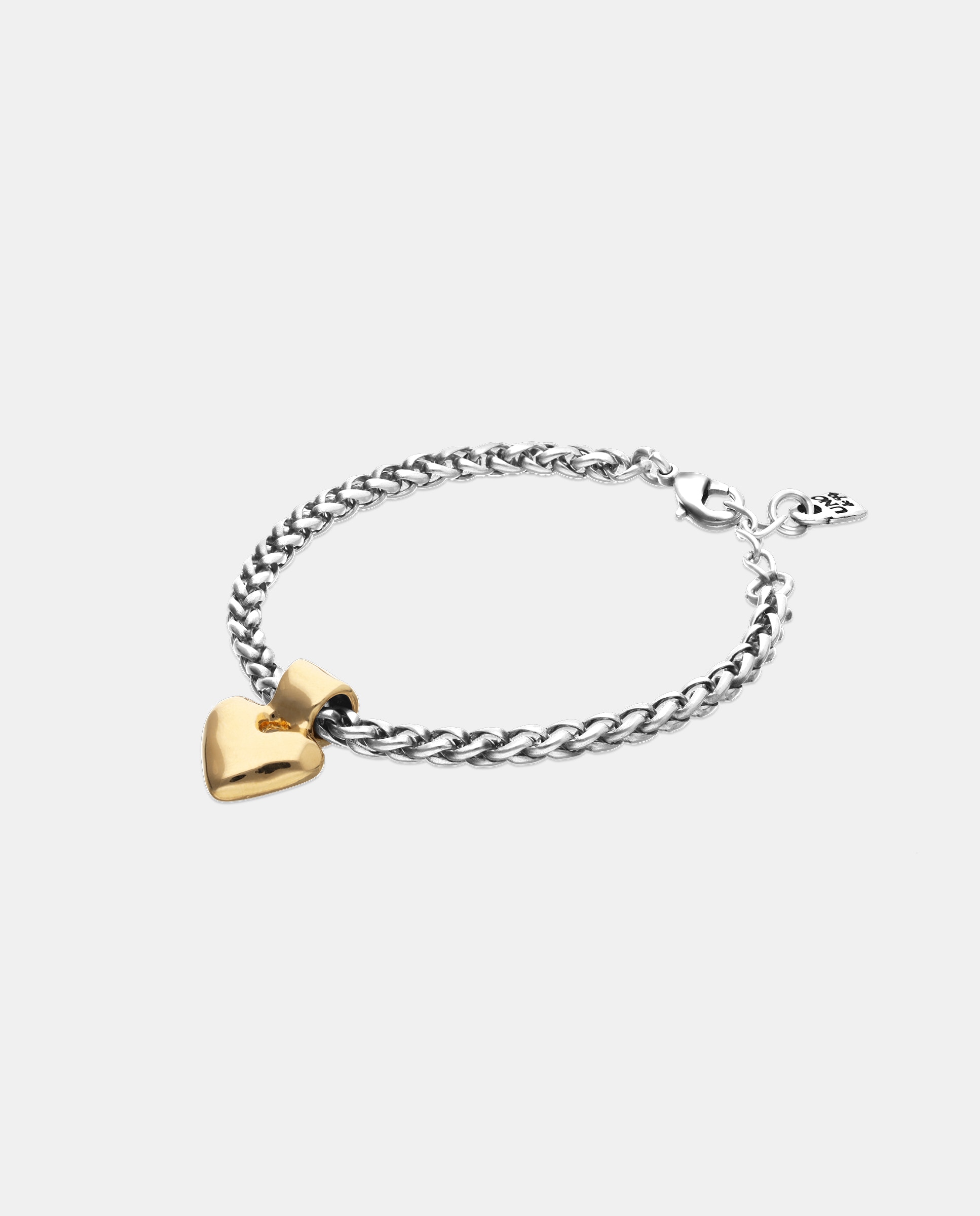 Pulsera de cadena bañada en de ley con detalle de corazón en oro 18k - UNO de 50 - Plata Plata-3