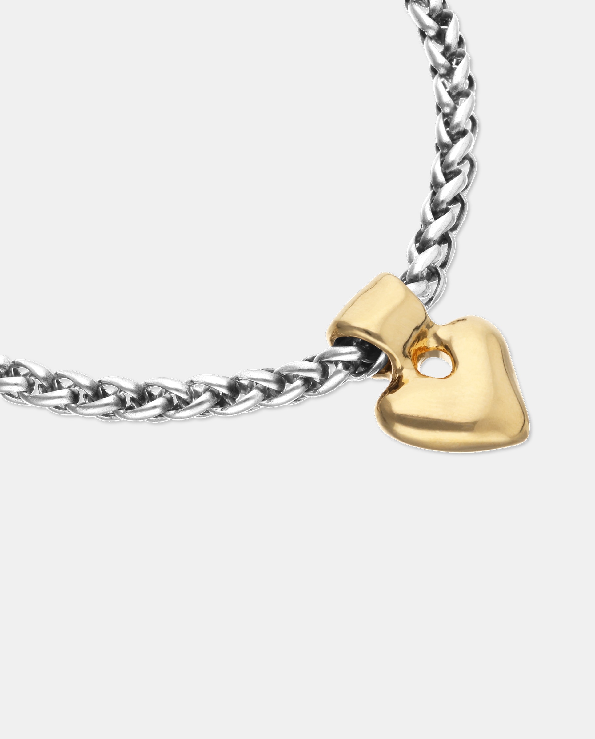 Pulsera de cadena bañada en de ley con detalle de corazón en oro 18k - UNO de 50 - Plata Plata-4