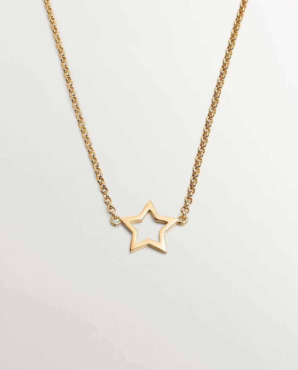 Imagen 0 de Colgante de plata 925 bañada en oro amarillo de 18k con estrella Oro