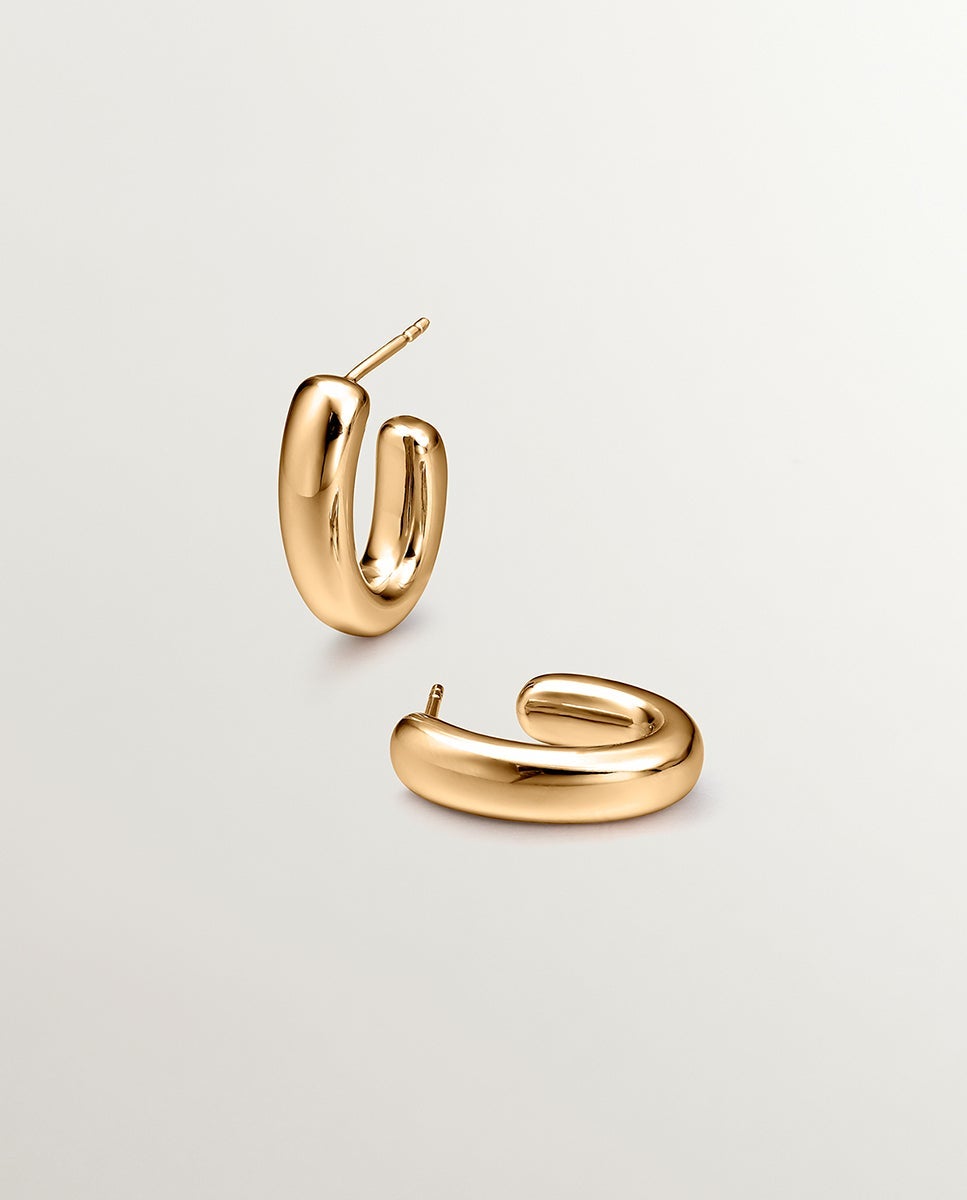Pendientes de aro pequeños ovalados de plata 925 bañada en amarillo de 18k - Aristocrazy - Oro Oro-3