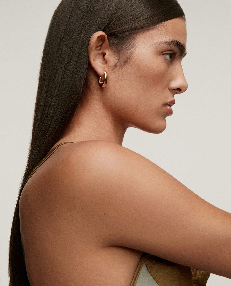 Pendientes de aro pequeños ovalados de plata 925 bañada en amarillo de 18k - Aristocrazy - Oro Oro-4