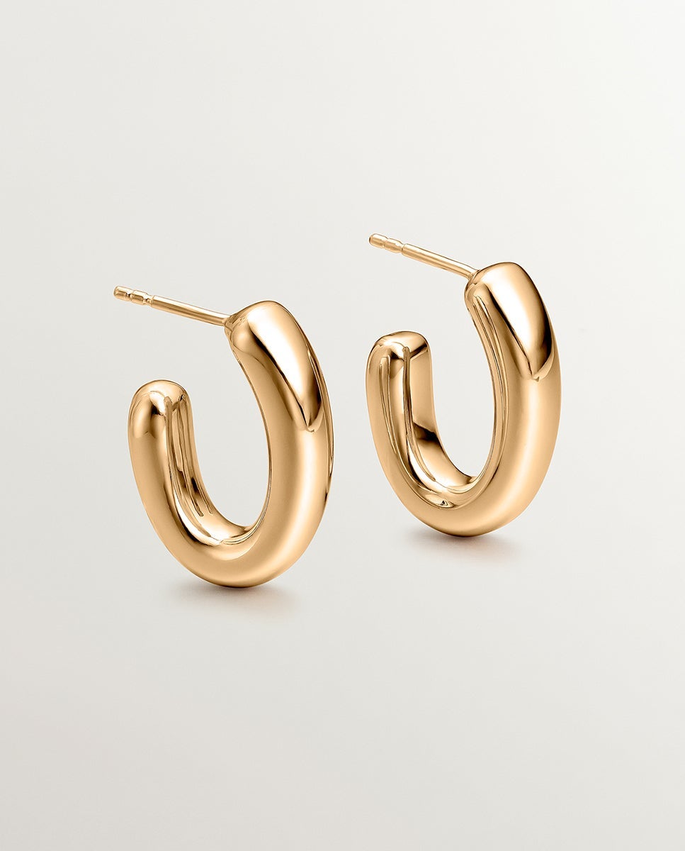 Pendientes de aro pequeños ovalados de plata 925 bañada en amarillo de 18k - Aristocrazy - Oro Oro-5