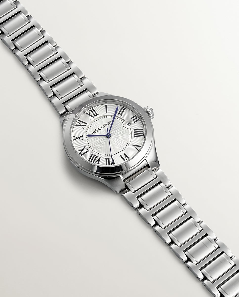 Reloj bastille con correa de acero y esfera blanca - Aristocrazy - Plata Plata-1