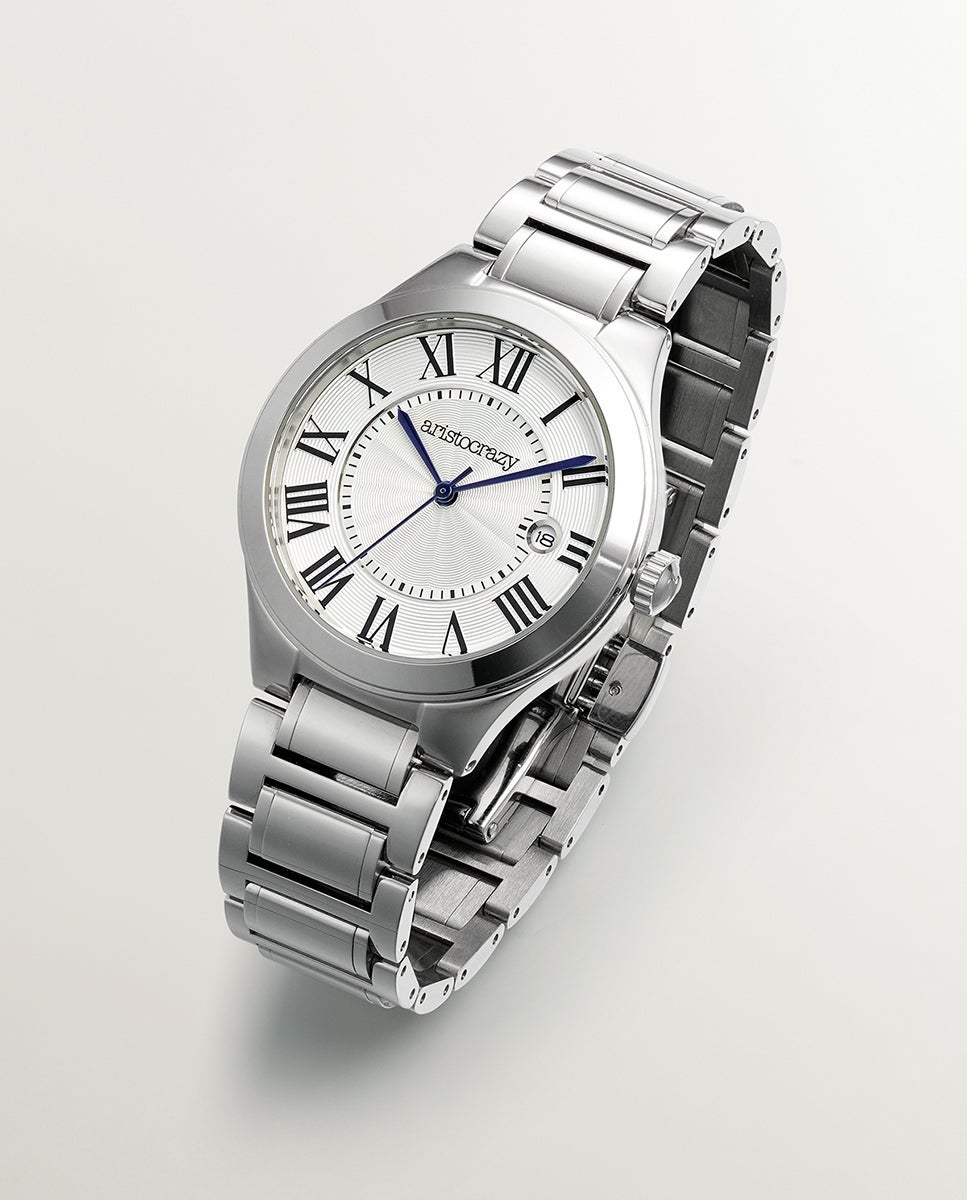 Reloj bastille con correa de acero y esfera blanca - Aristocrazy - Plata Plata-3