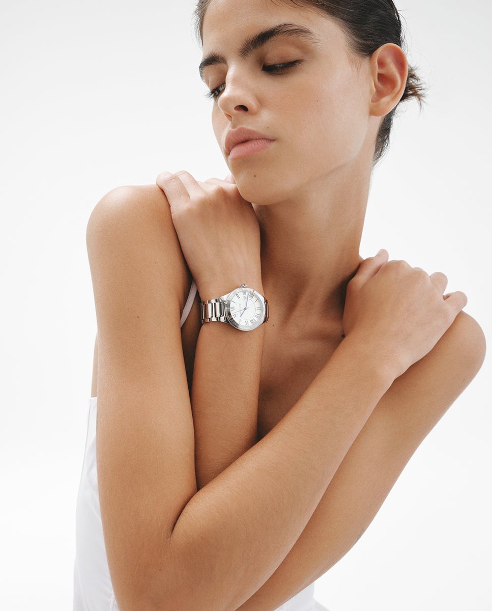 Reloj bastille con correa de acero y esfera blanca - Aristocrazy - Plata Plata-4