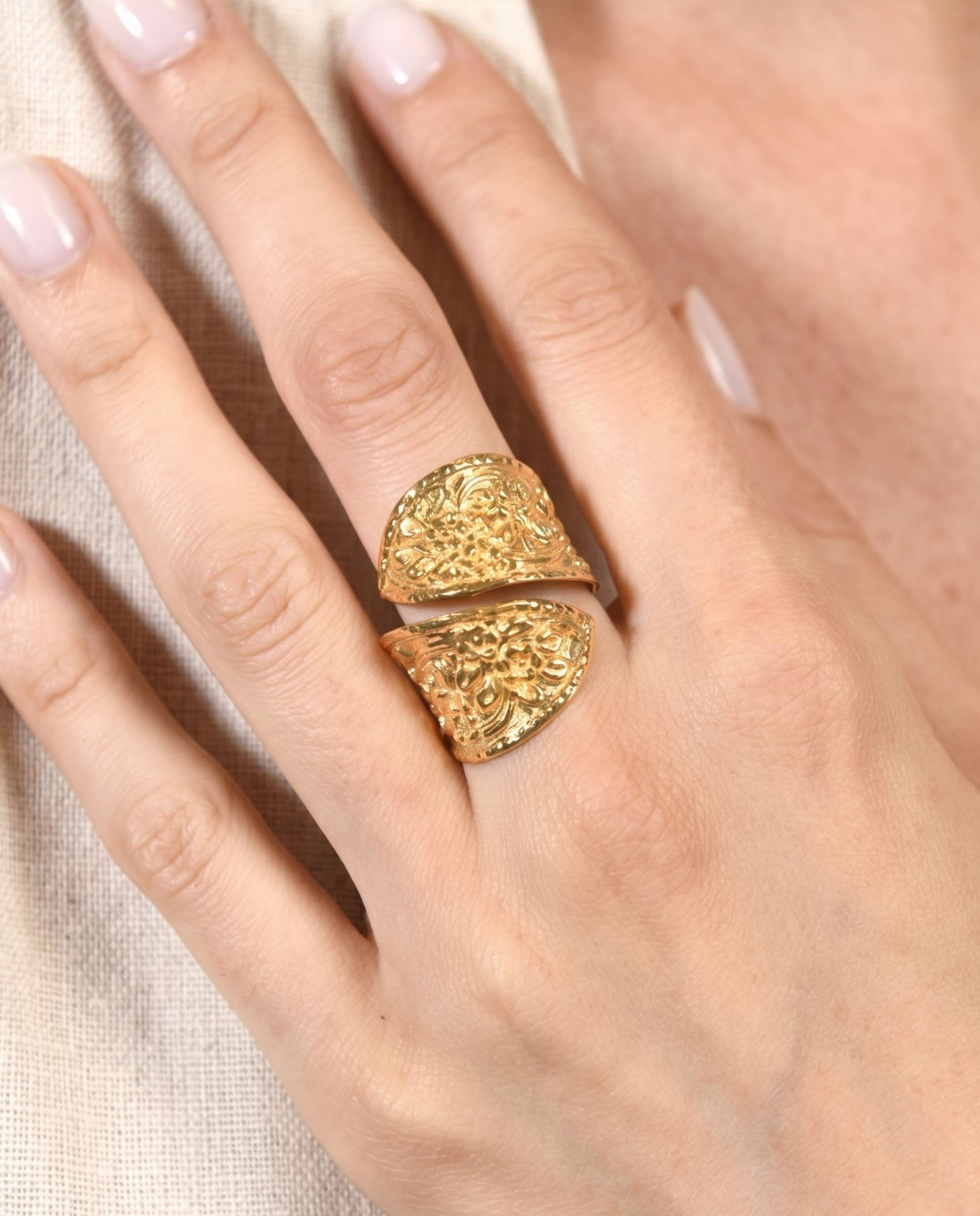 Anillo traviata diagonal - Yanes - Dorado Dorado-2