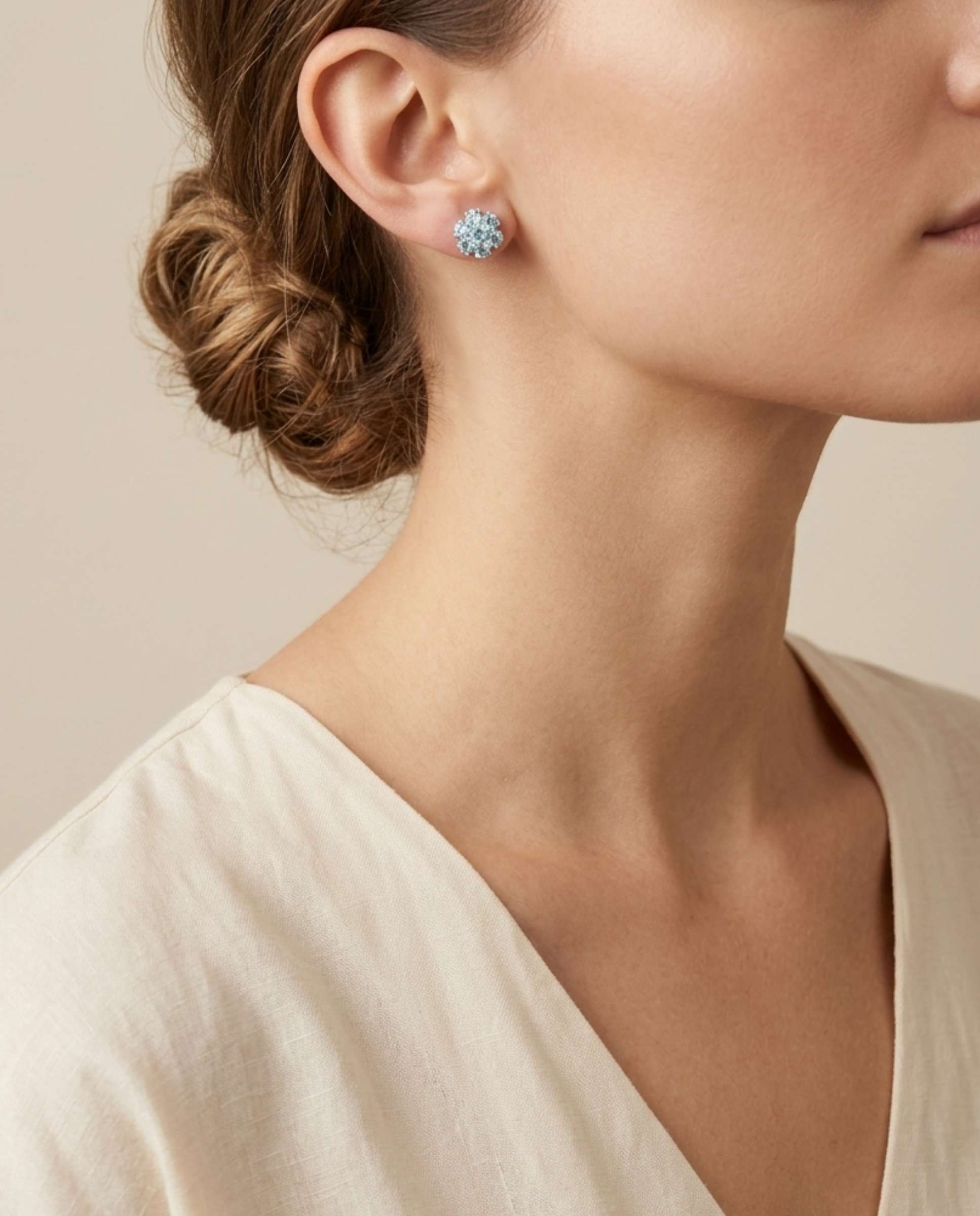Pendientes roseton topacios - Yanes - Azul claro Azul claro-2