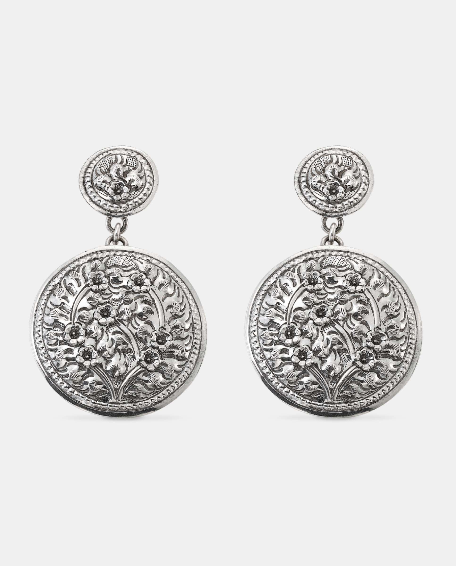 Pendientes traviata disco - Yanes - Plateado Plateado-1