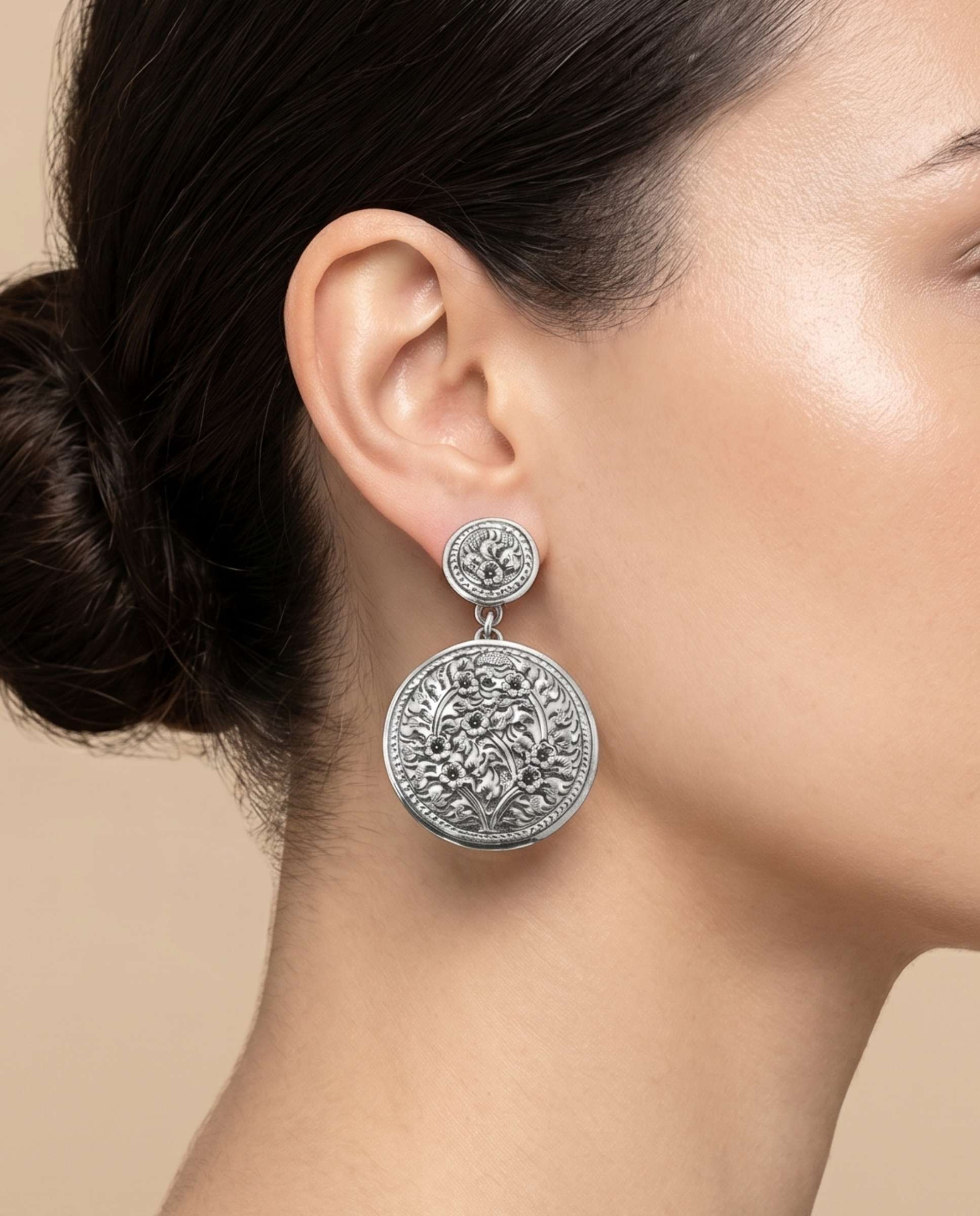 Pendientes traviata disco - Yanes - Plateado Plateado-2