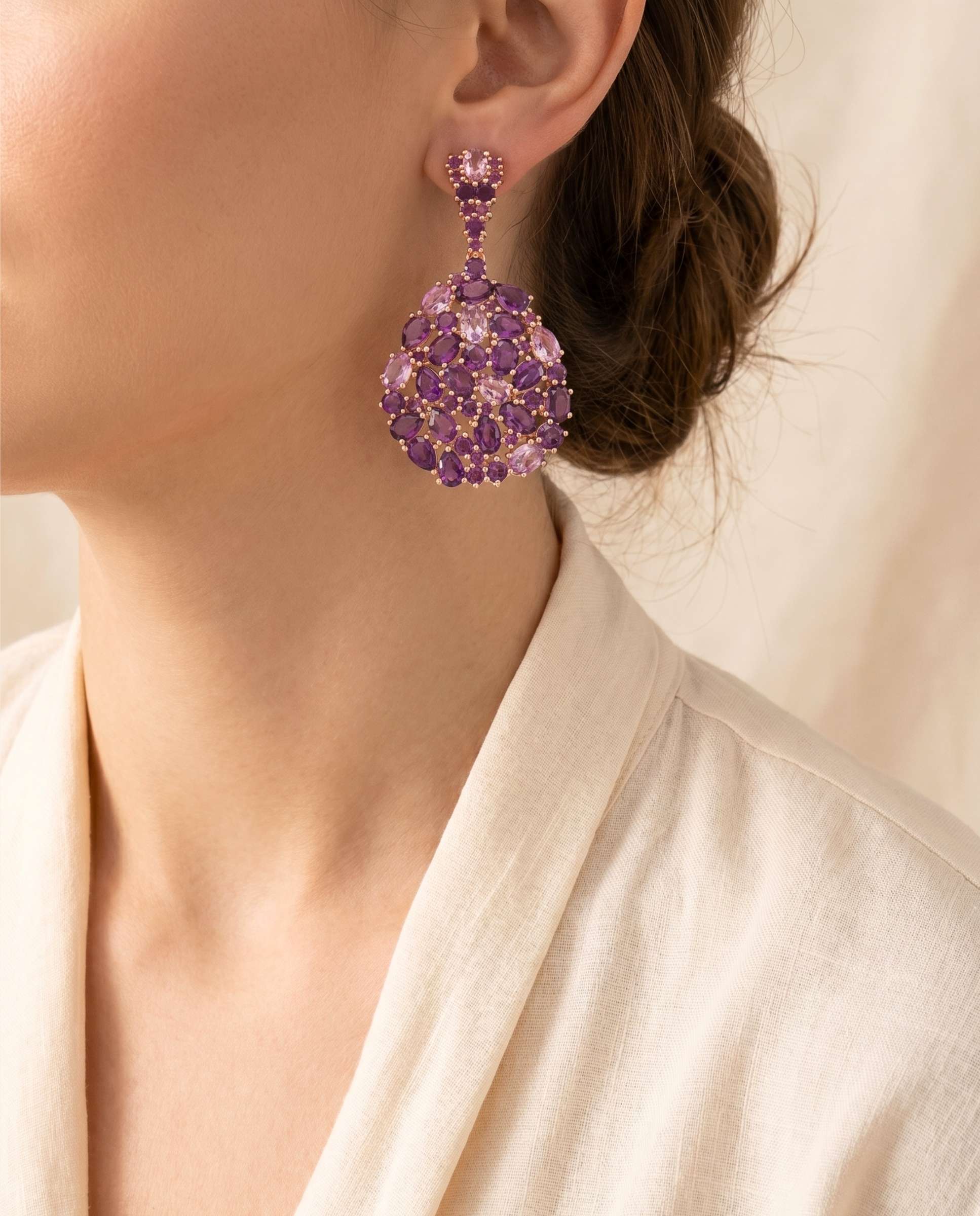 Pendientes vivaci amatista - Yanes - Morado Morado-2