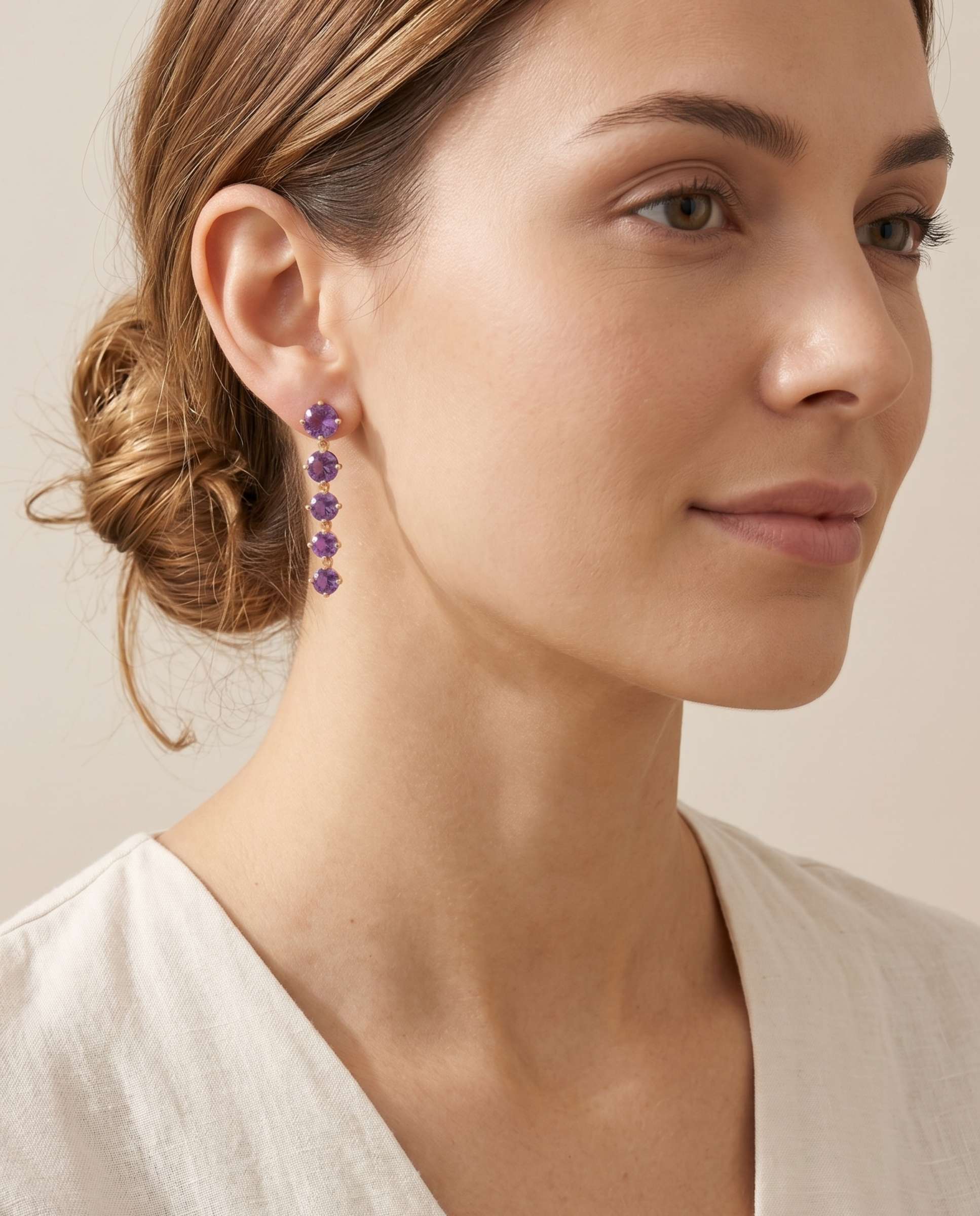 Pendientes line amatista - Yanes - Morado Morado-2