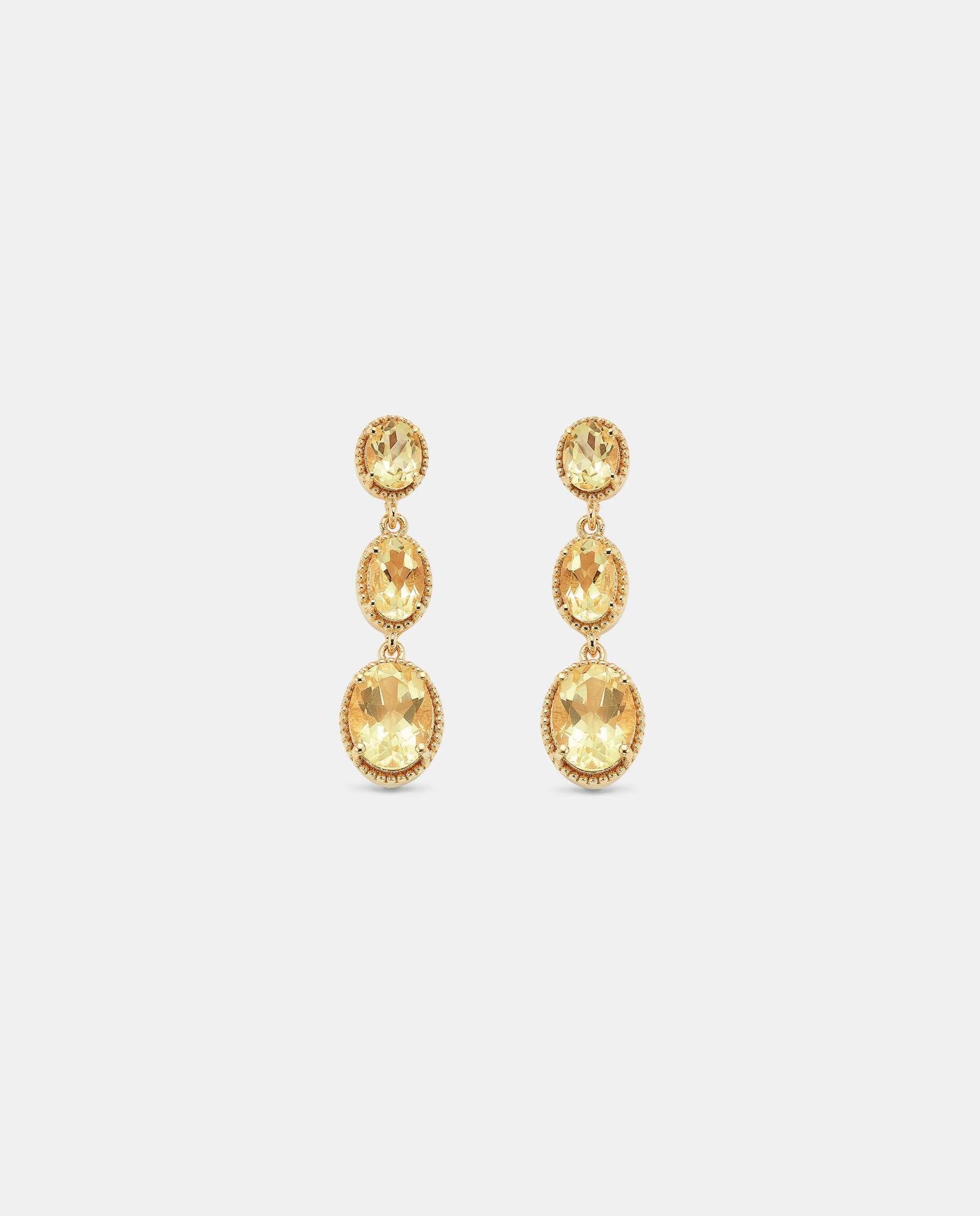 Imagen 0 de Pendientes oval cuarzo limón Amarillo limón