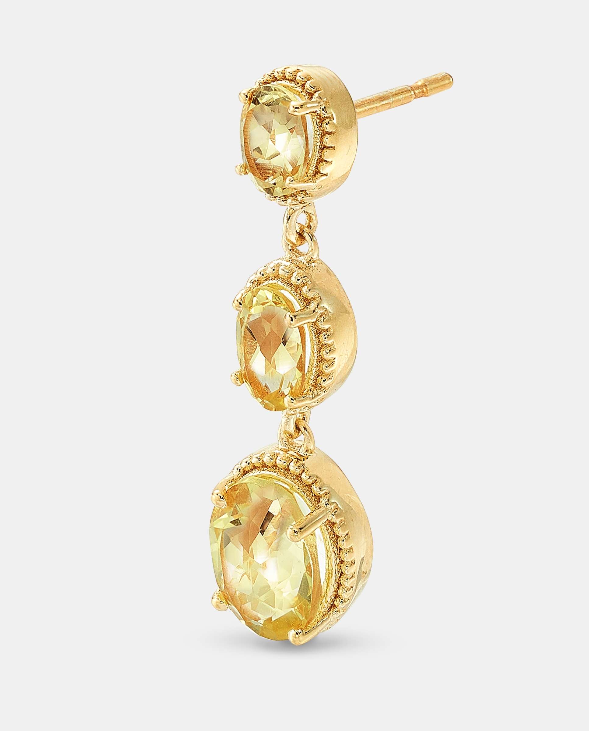 Pendientes oval cuarzo limón - Yanes - Amarillo limón Amarillo limón-3