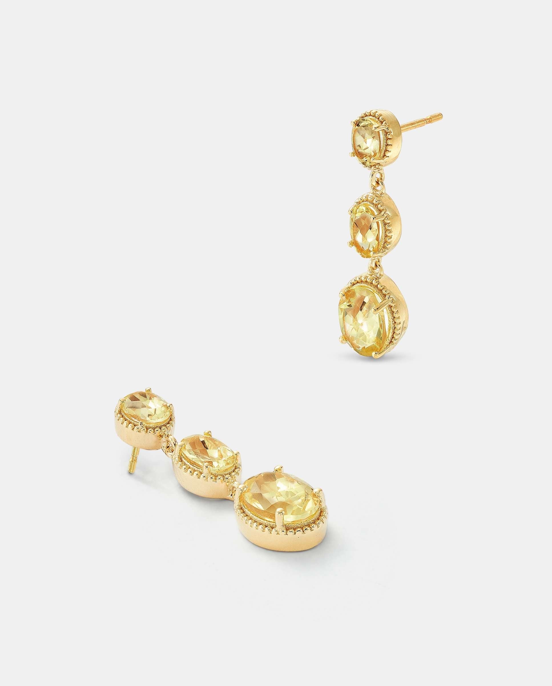 Pendientes oval cuarzo limón - Yanes - Amarillo limón Amarillo limón-4