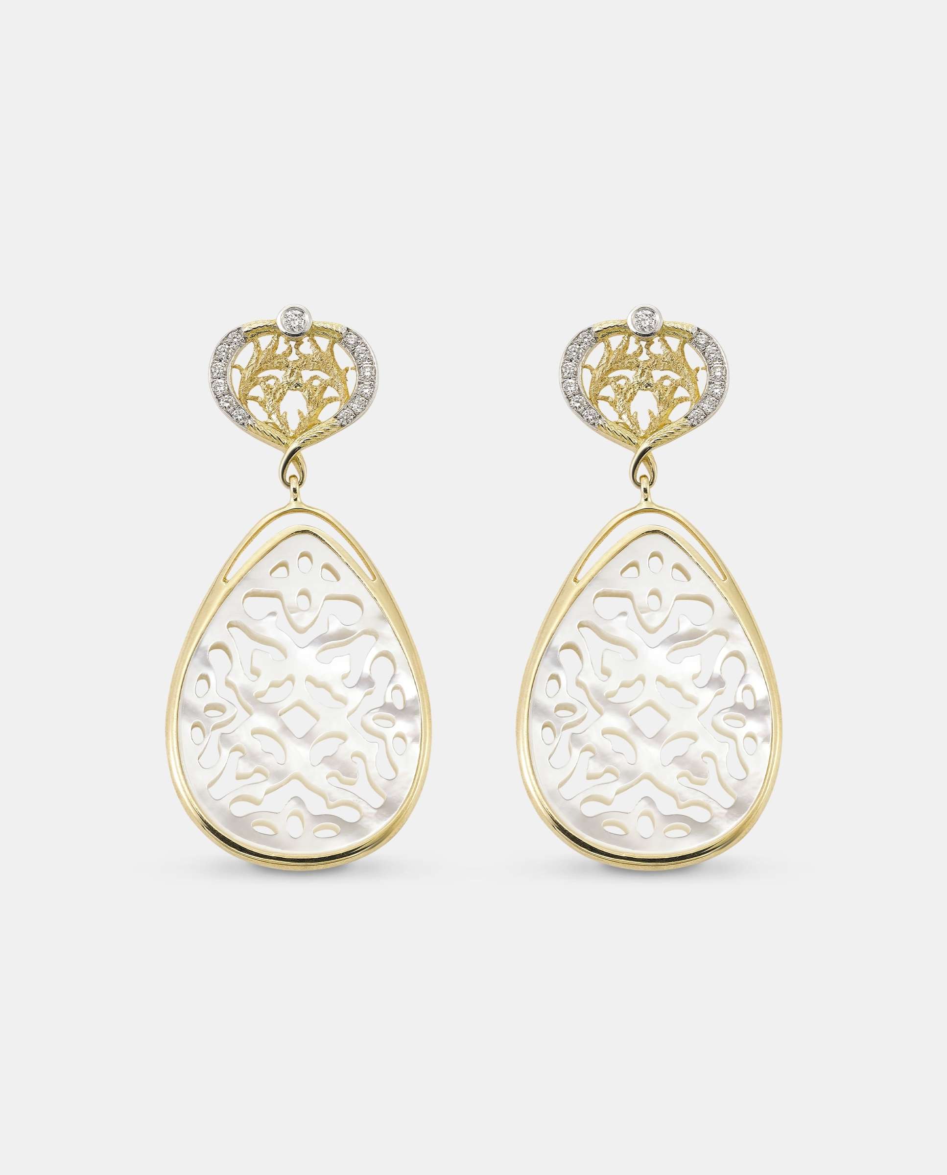 Imagen 0 de Pendientes lágrima nácar y diamantes Blanco