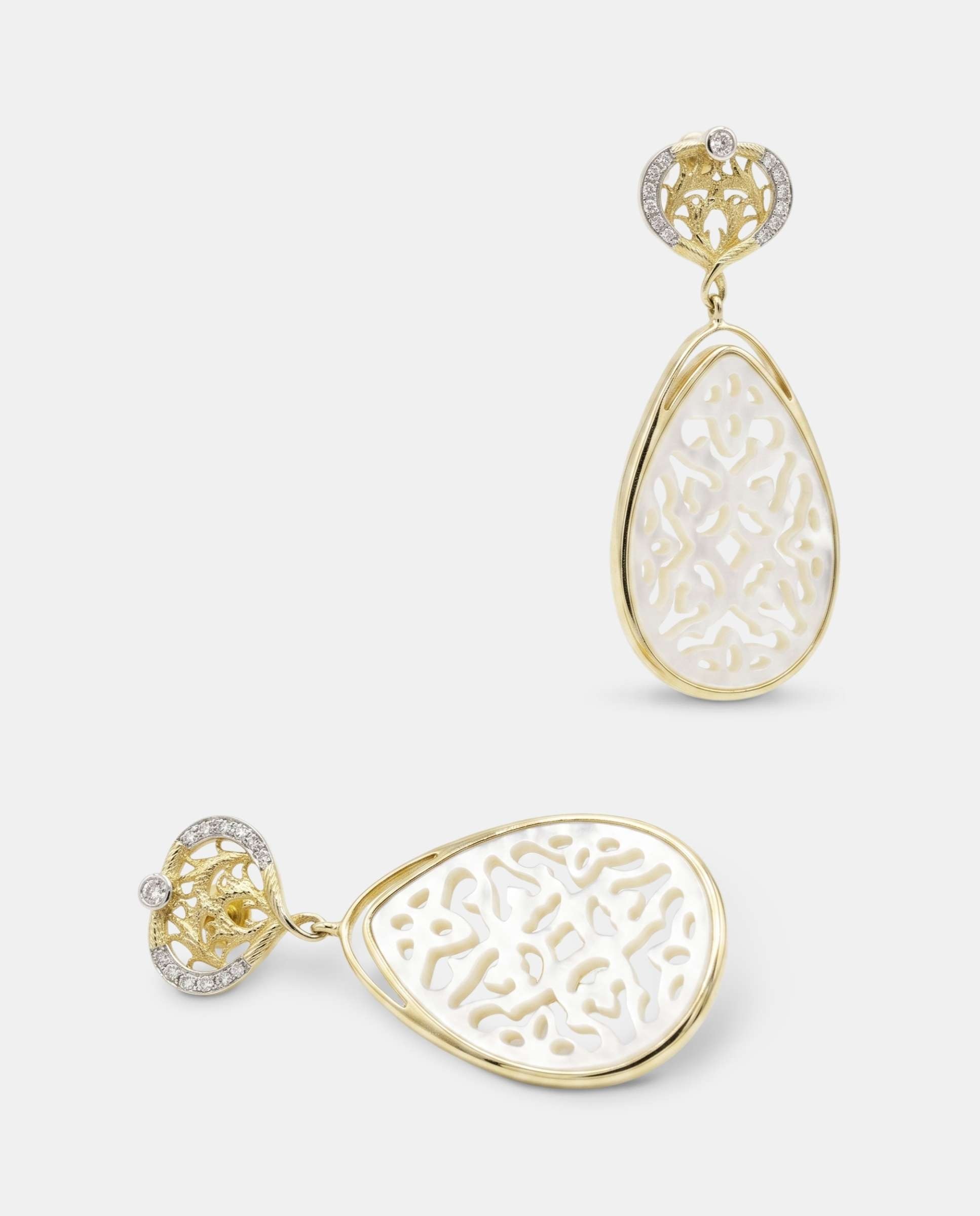 Pendientes lágrima nácar y diamantes - Yanes - Blanco Blanco-4