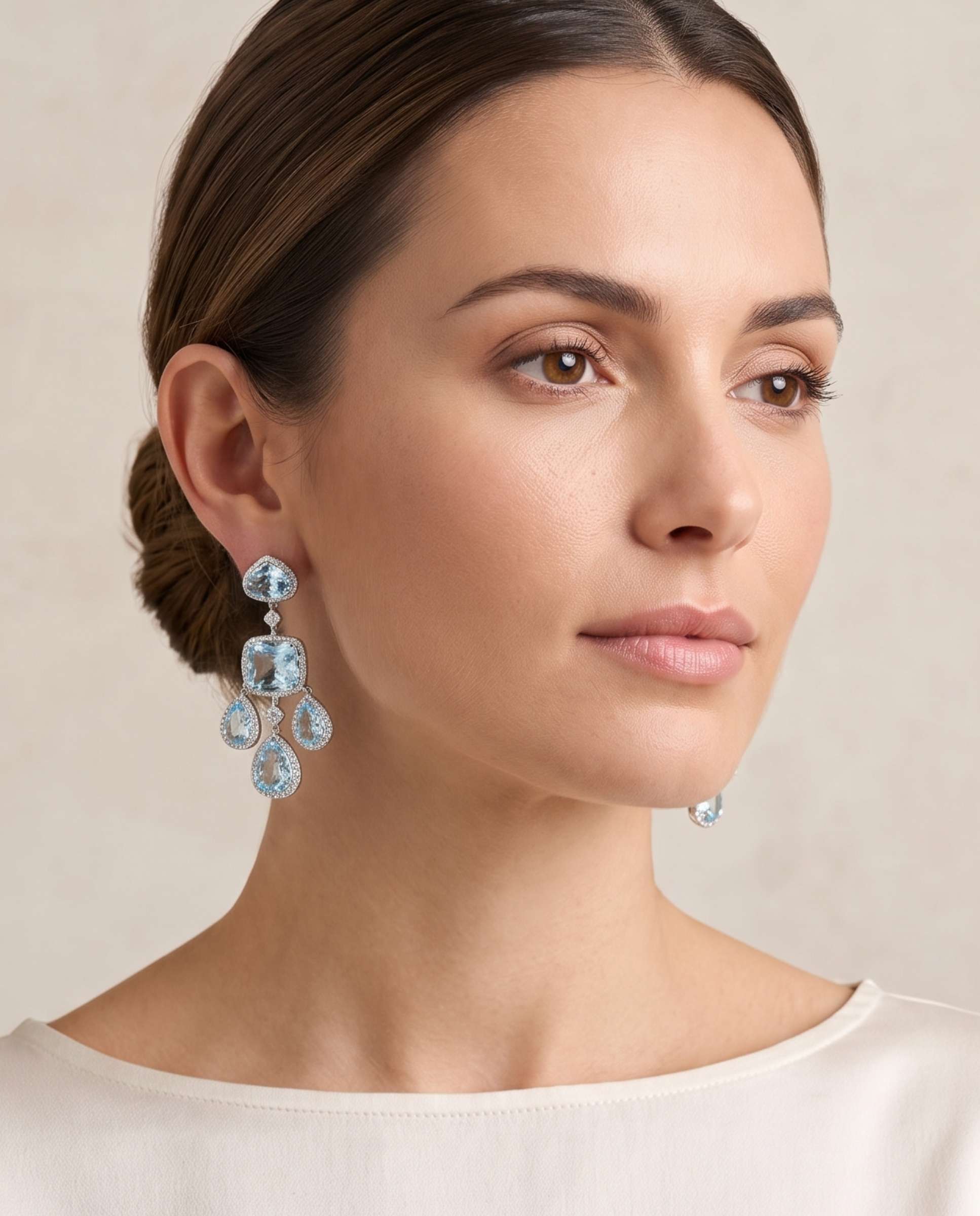 Pendientes victoria topacios y diamantes - Yanes - Azul claro Azul claro-2