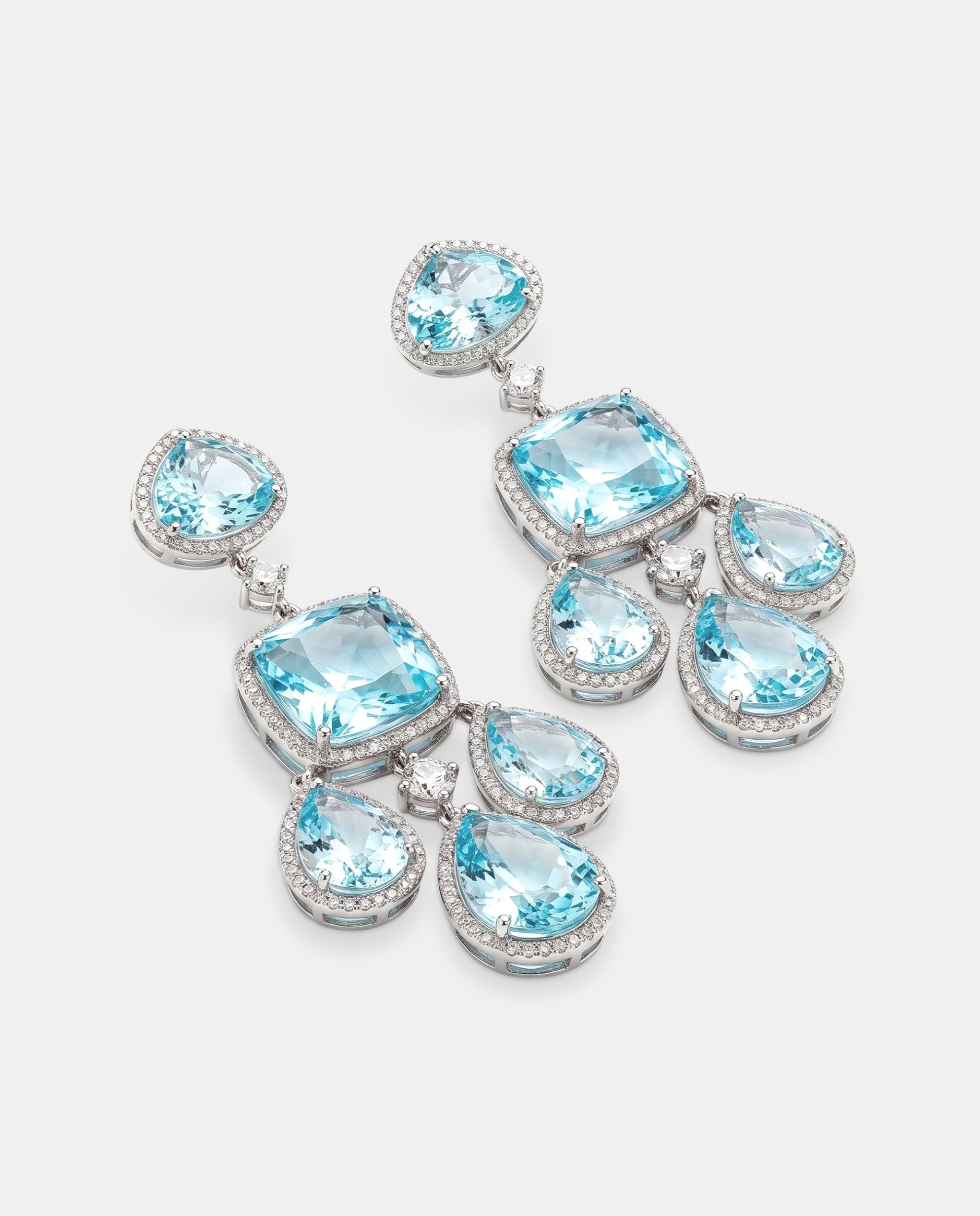 Pendientes victoria topacios y diamantes - Yanes - Azul claro Azul claro-4