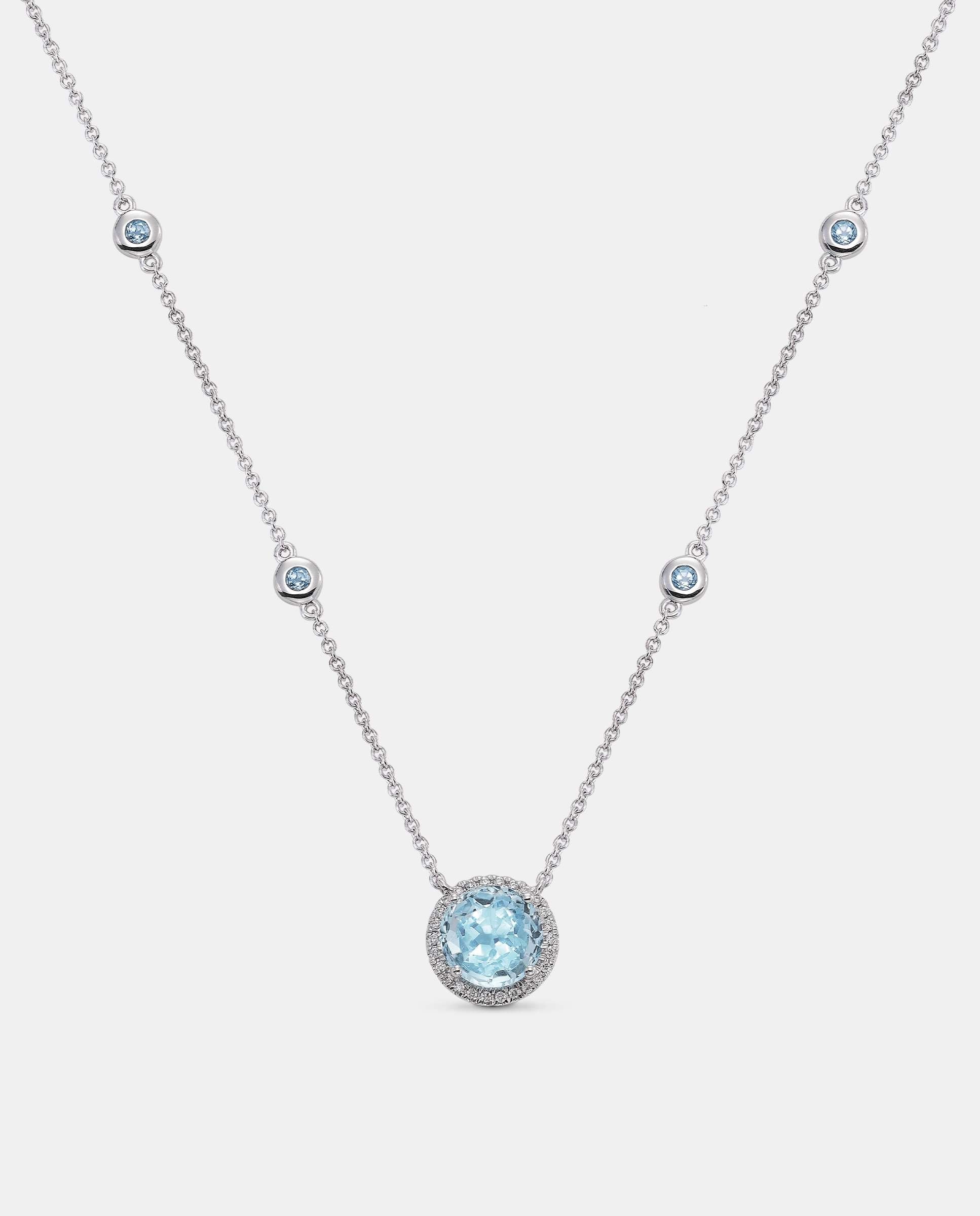 Imagen 0 de Colgante victoria round topacio y diamantes Azul claro
