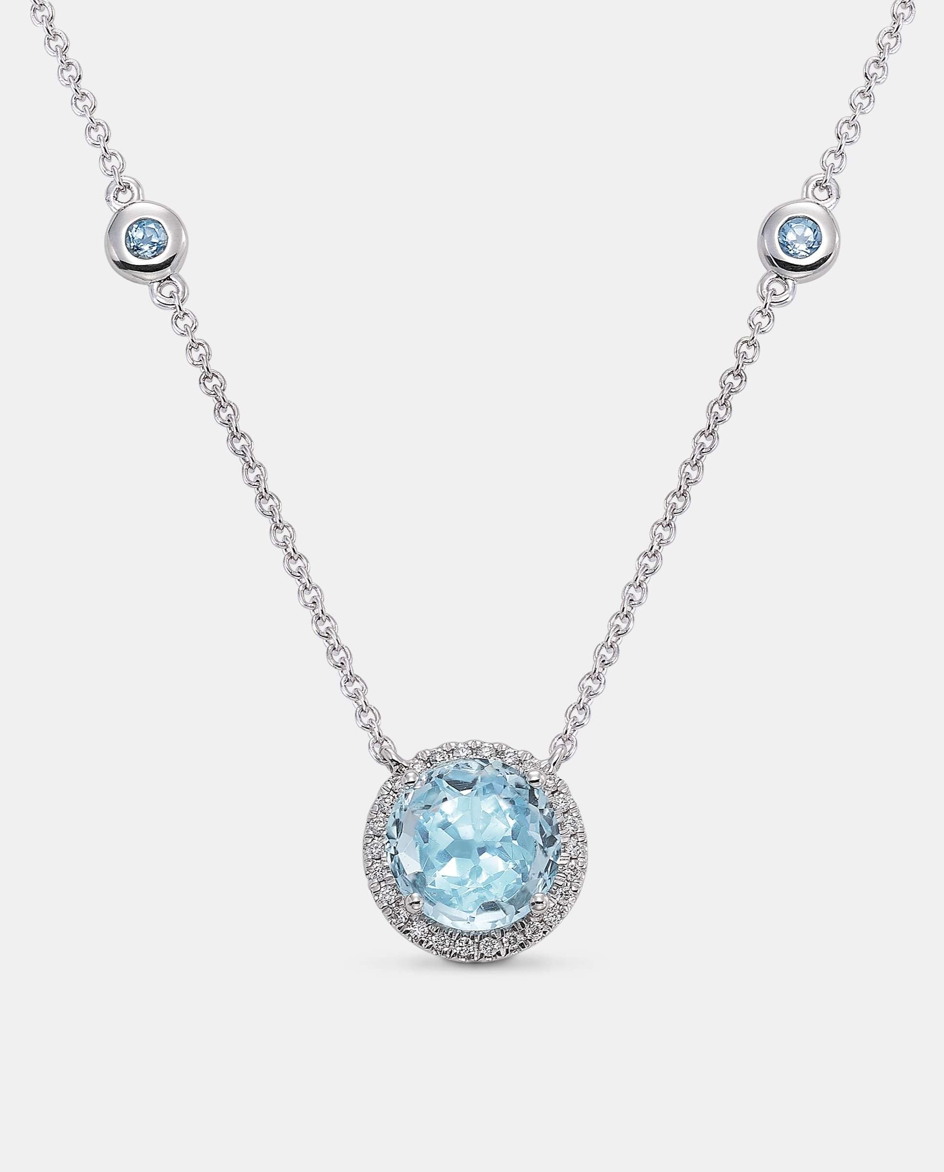 Colgante victoria round topacio y diamantes - Yanes - Azul claro Azul claro-3