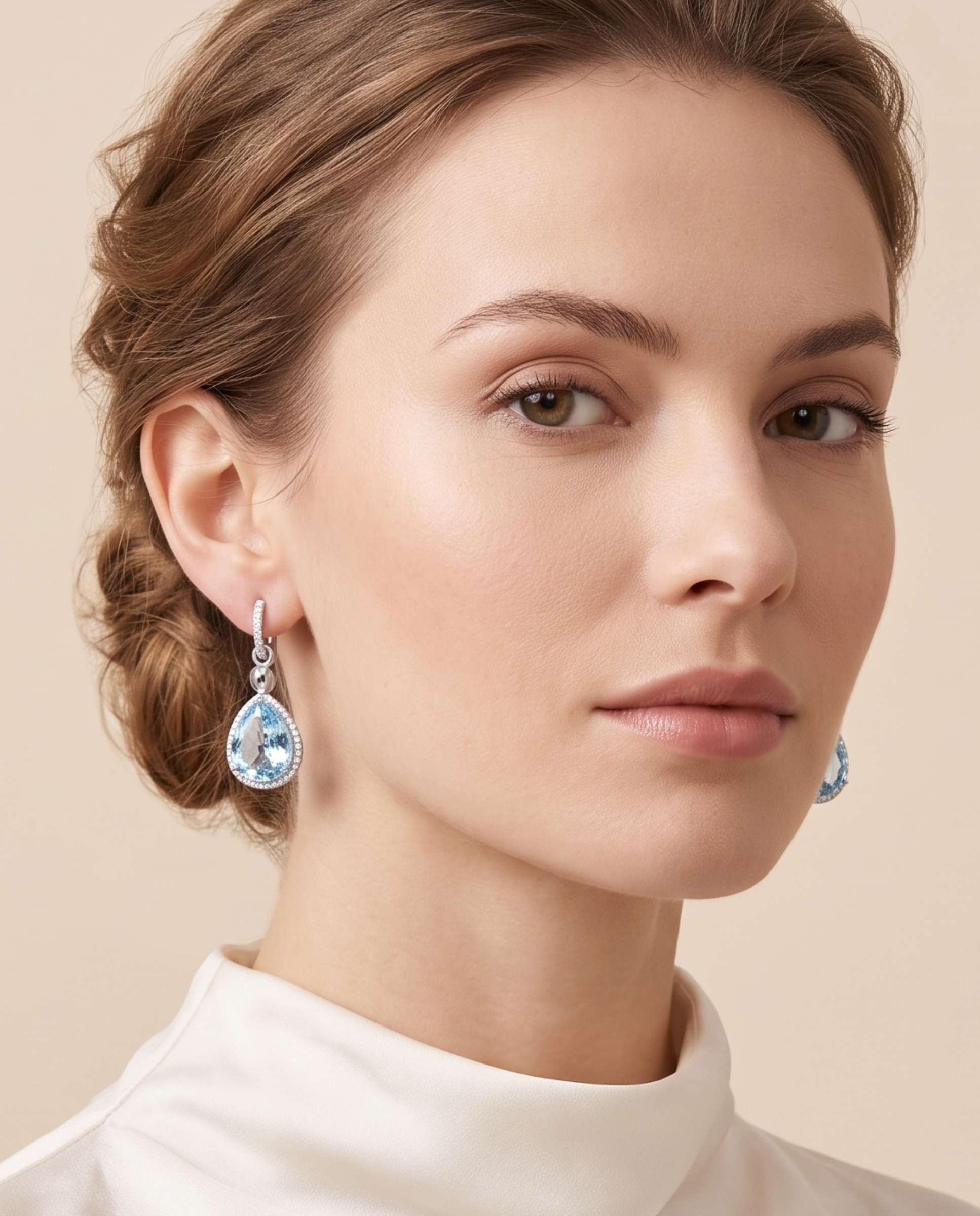 Pendientes victoria desmontables topacios y diamantes - Yanes - Azul claro Azul claro-2