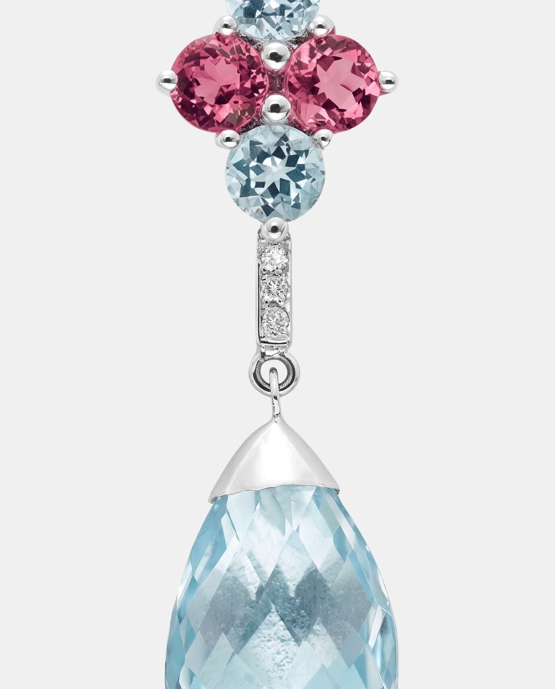 Pendientes candy drop topacios azules y turmalinas rosas - Yanes - Azul claro Azul claro-3