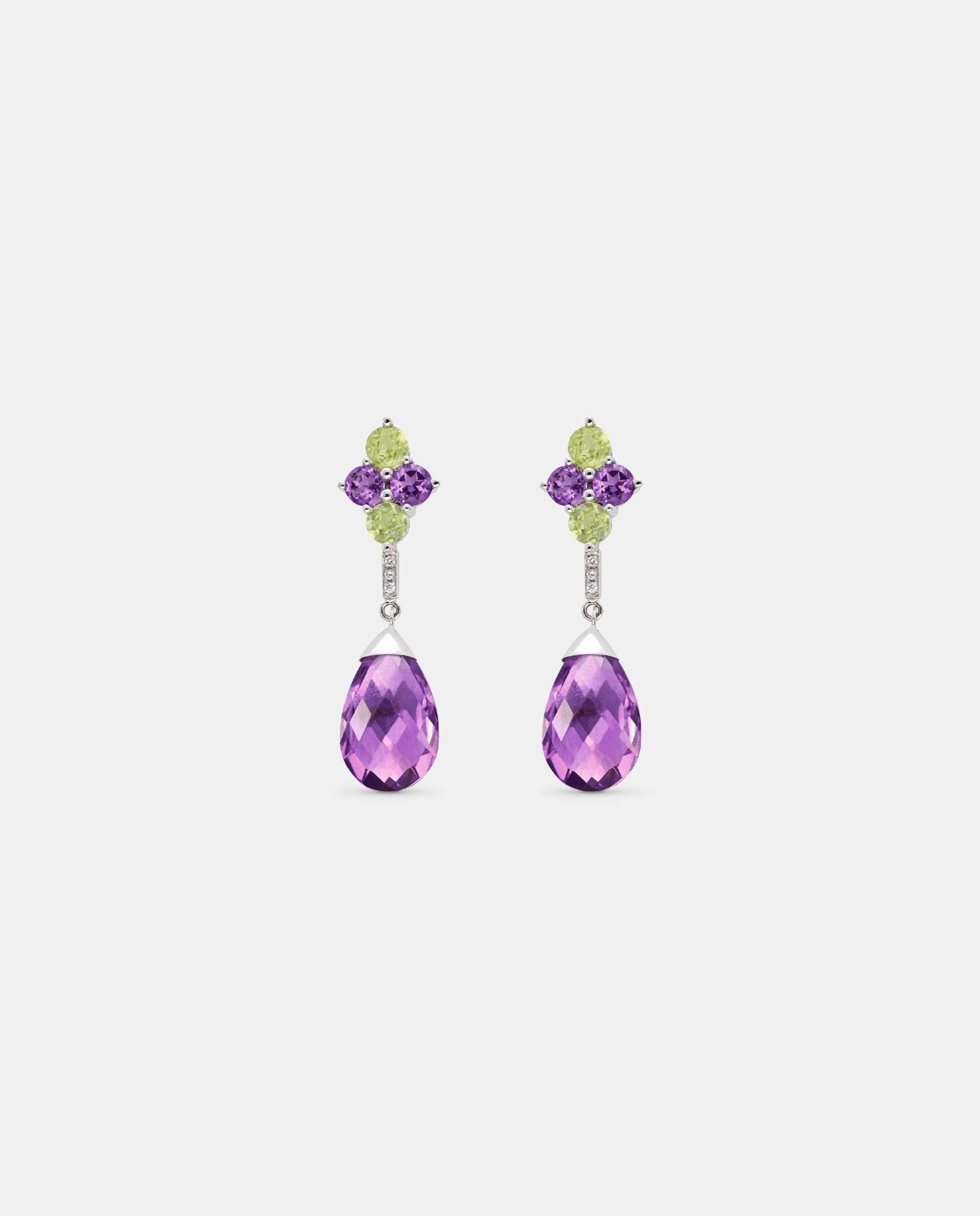Imagen 0 de Pendientes candy drop amatistas y peridotos Morado