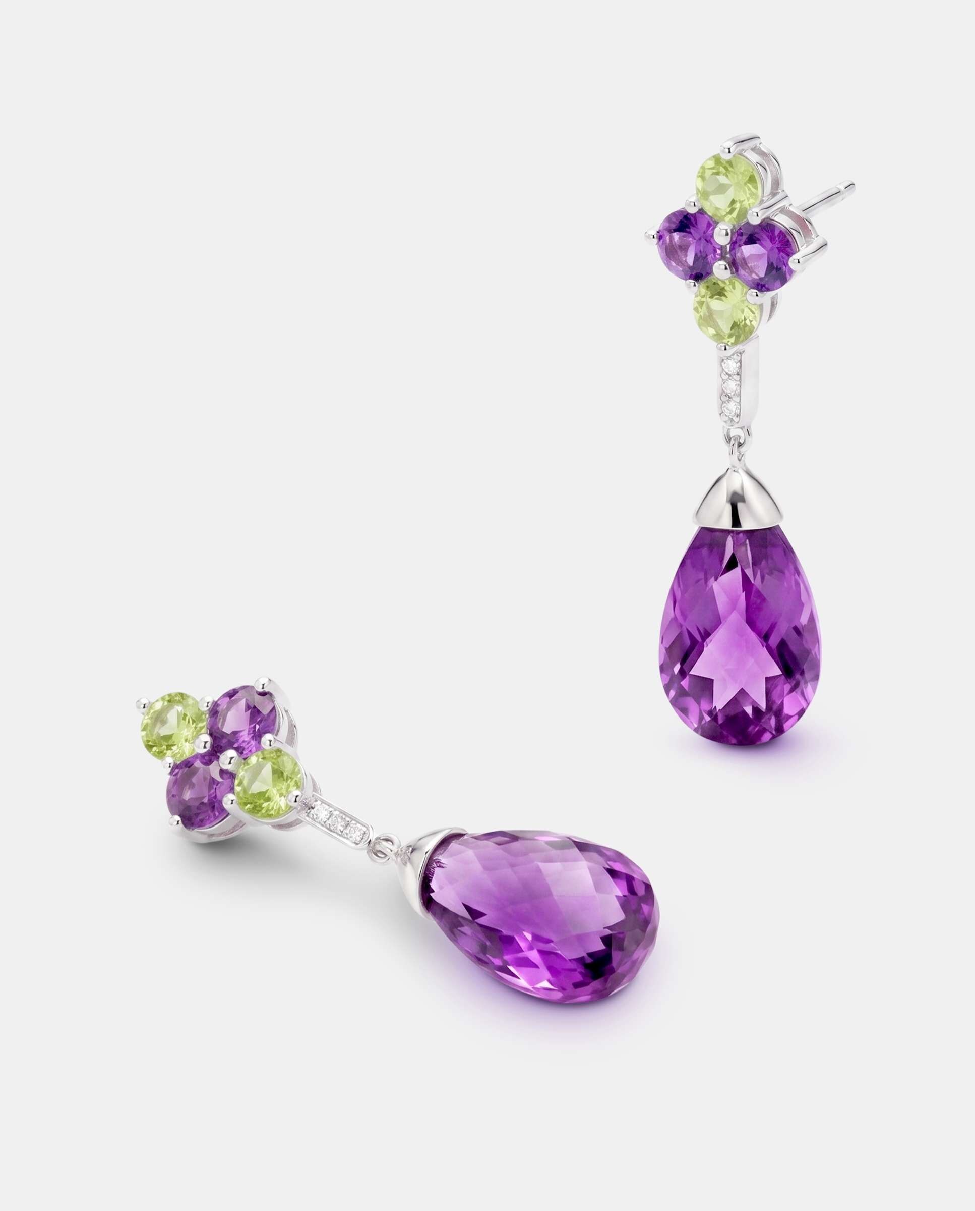 Pendientes candy drop amatistas y peridotos - Yanes - Morado Morado-4