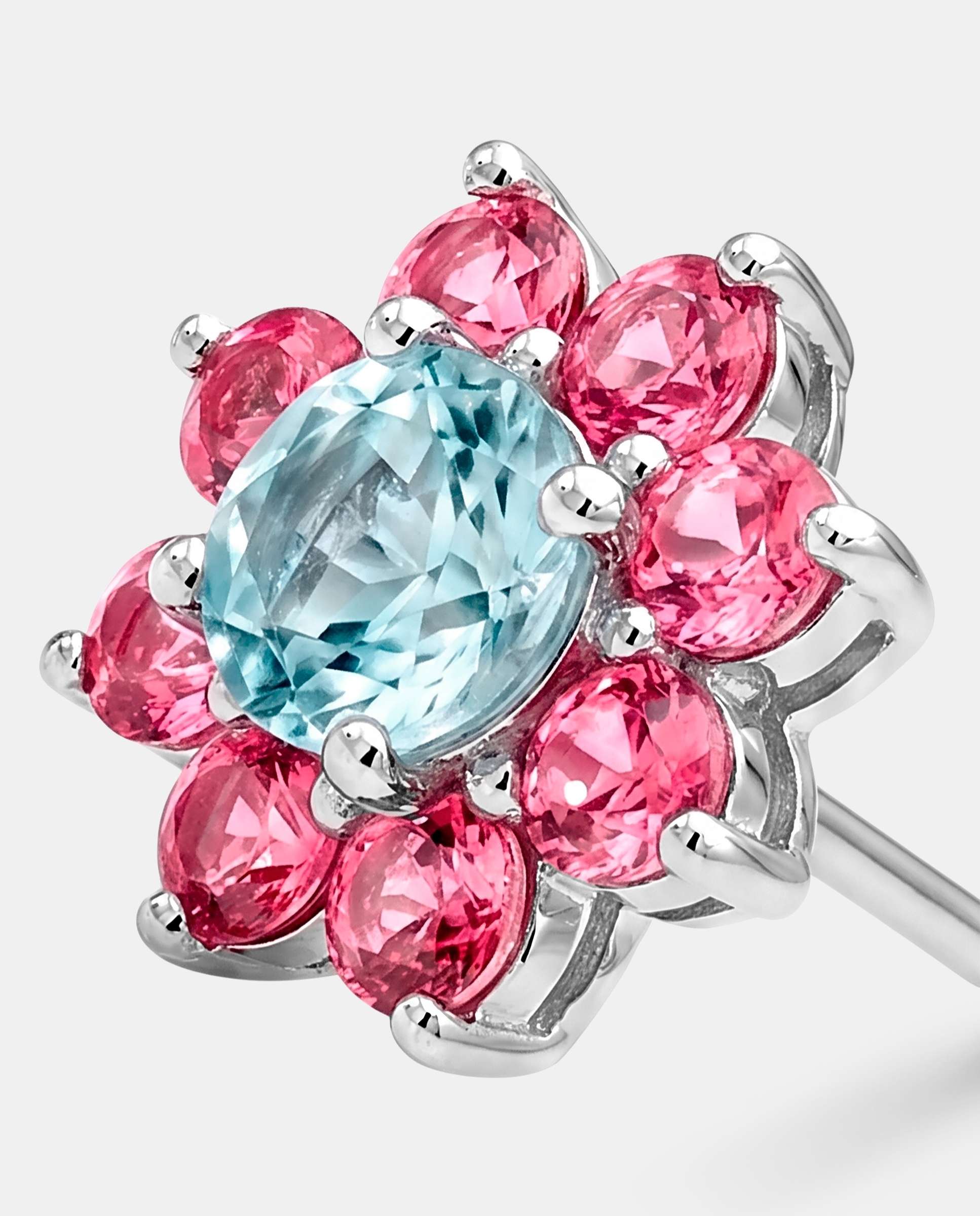 Pendientes candy flower duo topacios azules y turmalinas rosas - Yanes - Azul claro Azul claro-3