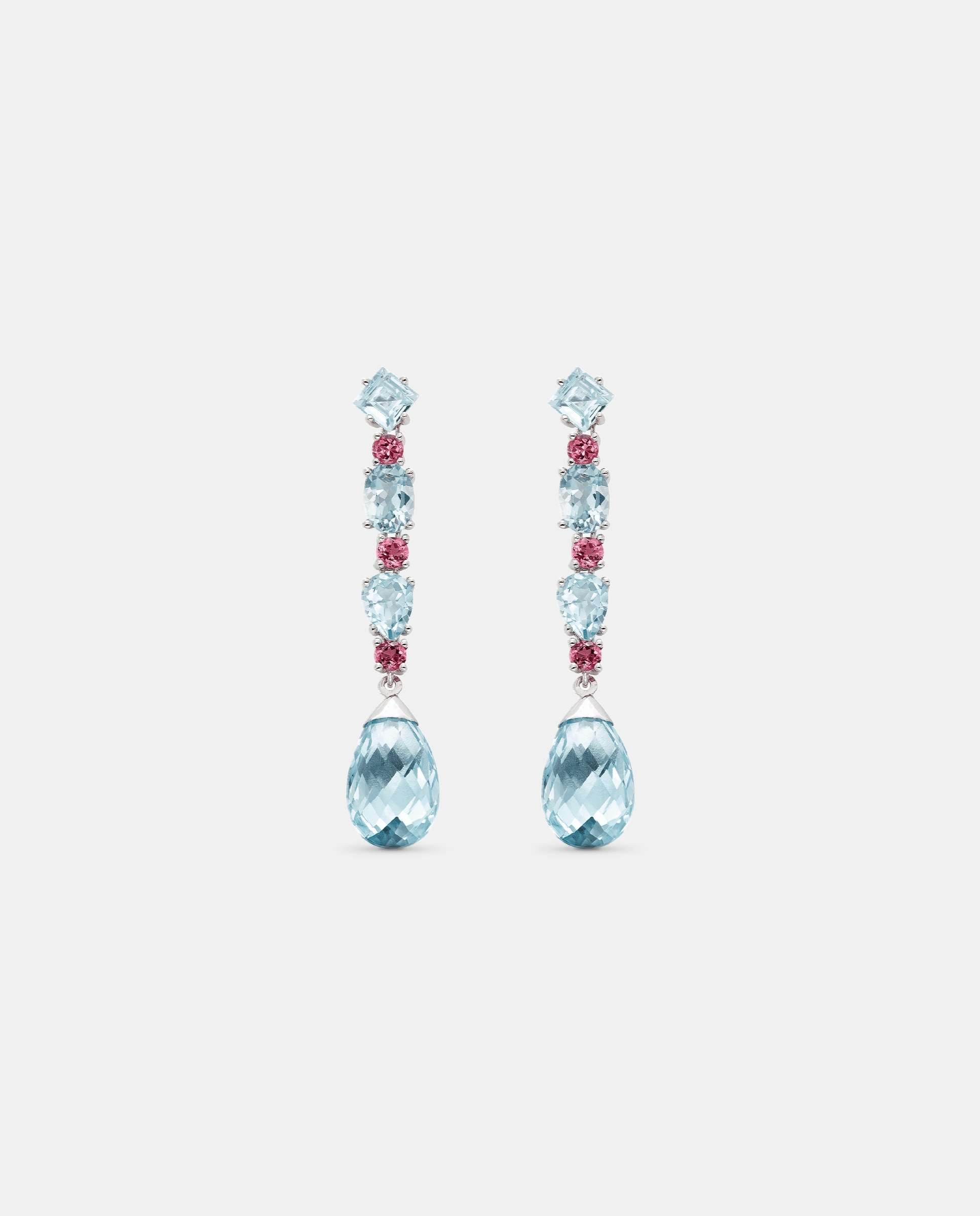 Imagen 0 de Pendientes magic candy topacios azules y turmalinas rosas Azul claro