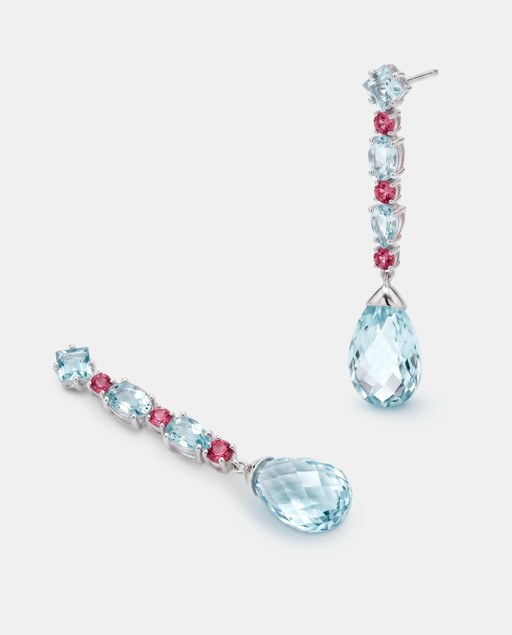Pendientes magic candy topacios azules y turmalinas rosas - Yanes - Azul claro Azul claro-4