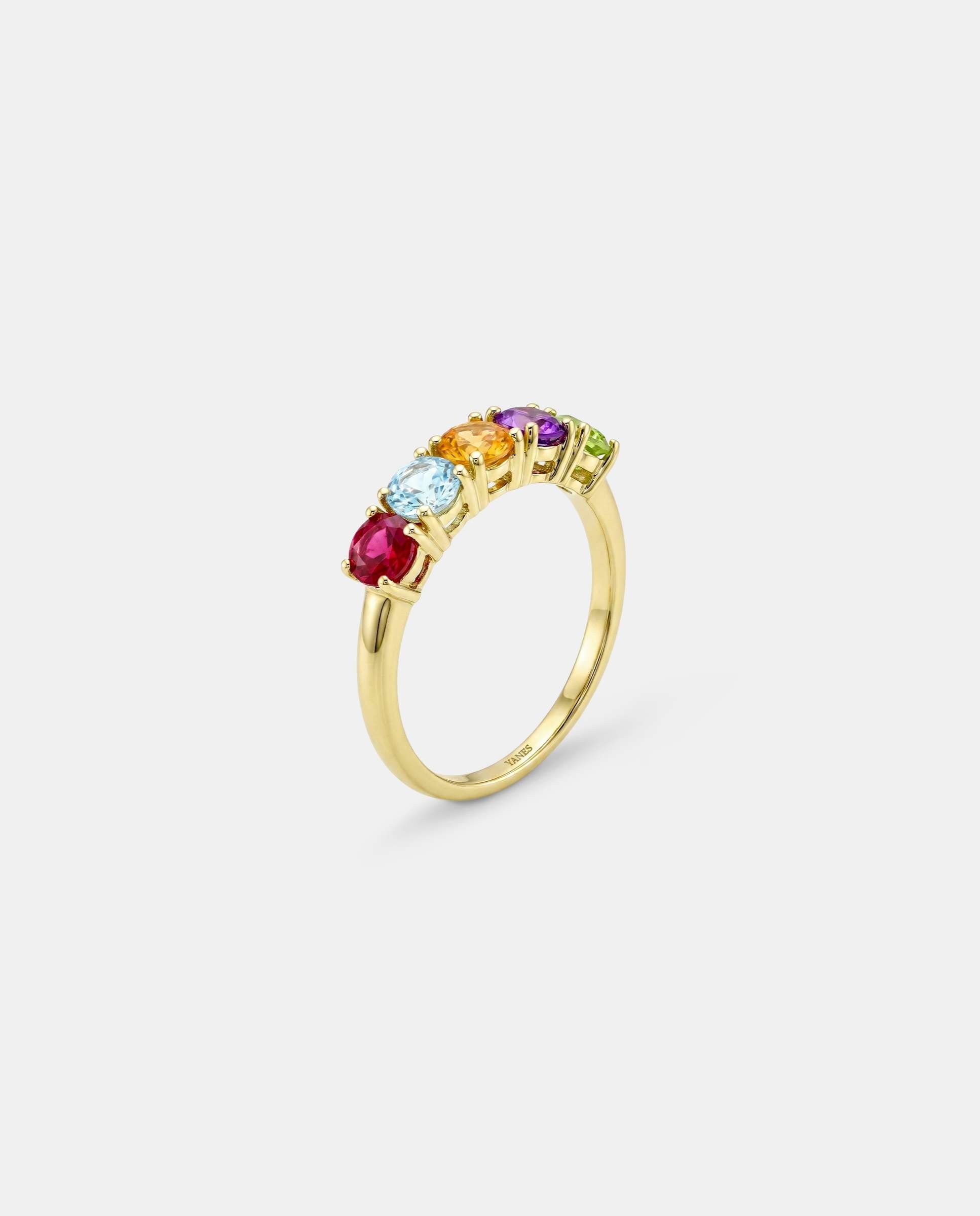 Imagen 0 de Anillo joy rodolita topacio azul citrino amatista y peridoto Multicolor