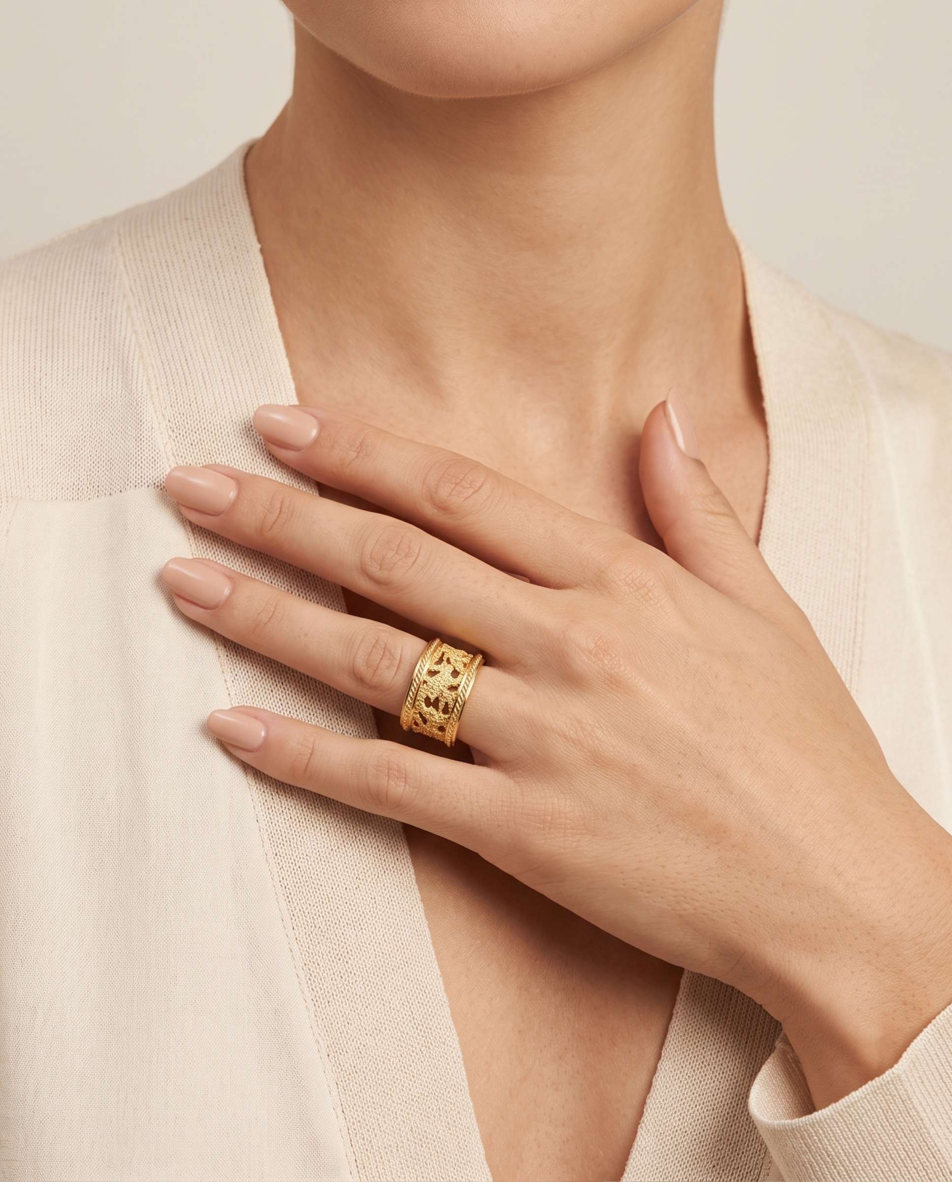 Anillo albayzín slim - Yanes - Dorado Dorado-2