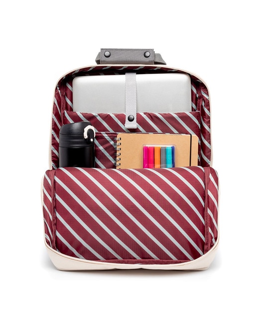 Mochila compacta unisex con dos compartimentos - Lefrik - Gris / Blanco Gris / Blanco-3
