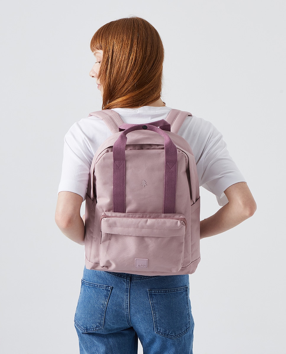 Mochila de silueta clásica con asas de algodón. - Lefrik - Rosa claro Rosa claro-3