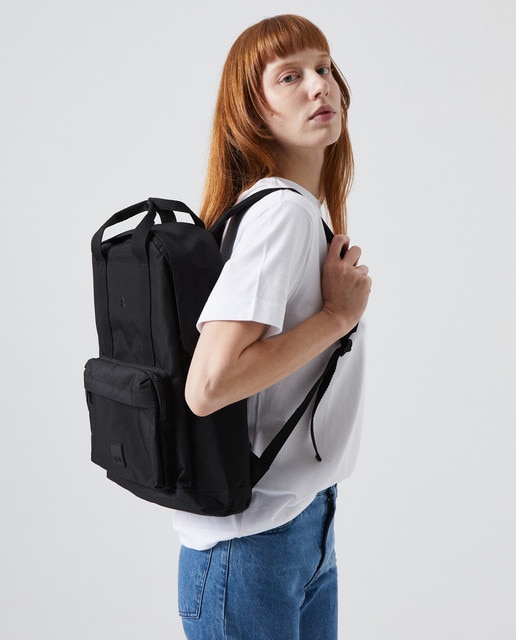 Mochila de silueta clásica con asas de algodón. - Lefrik - Negro Negro-2