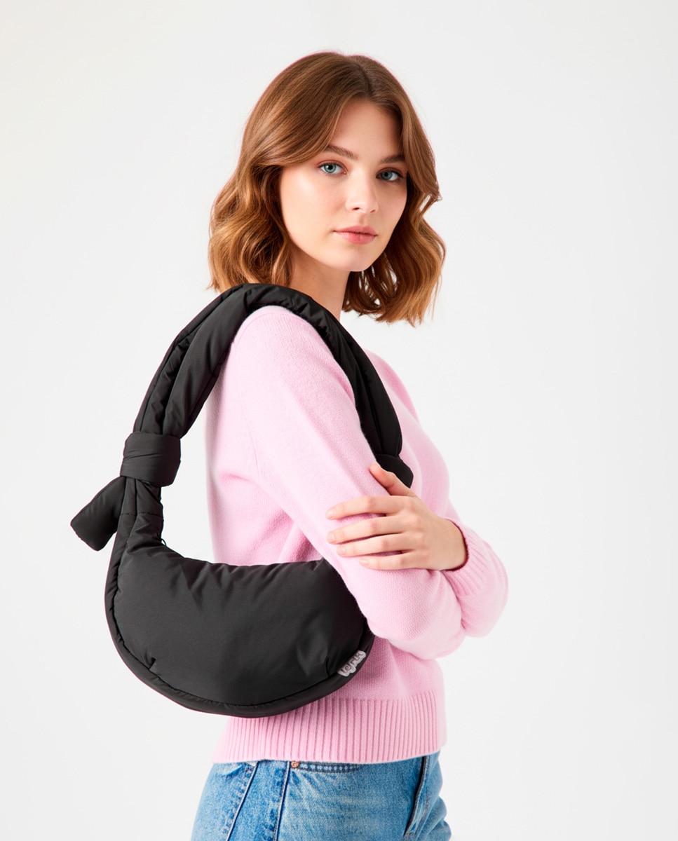 Bolso mini acolchado con cremallera de mujer - Lefrik - Negro Negro-2