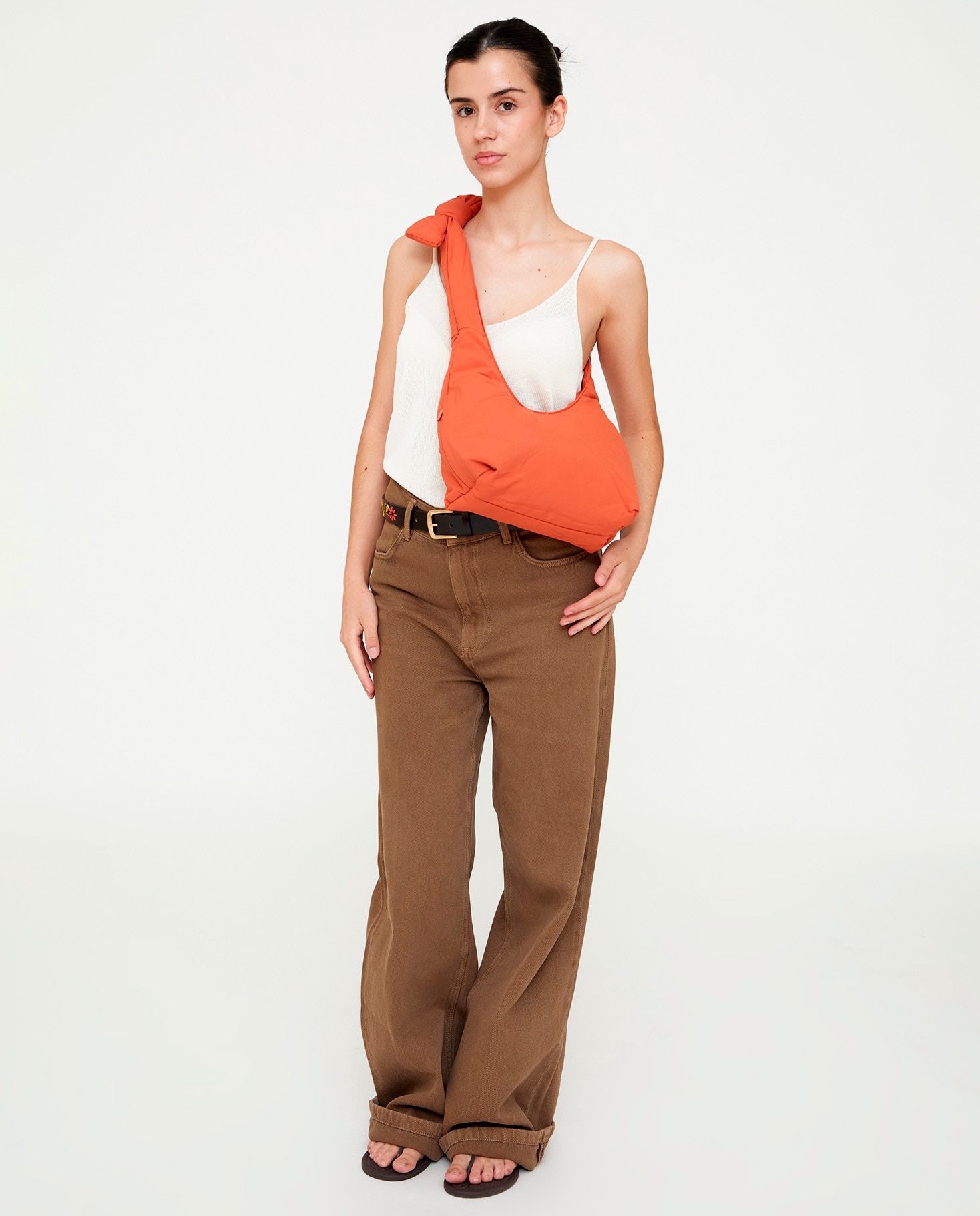 Bolso compacto acolchado con cremallera de mujer - Lefrik - Teja Teja-2