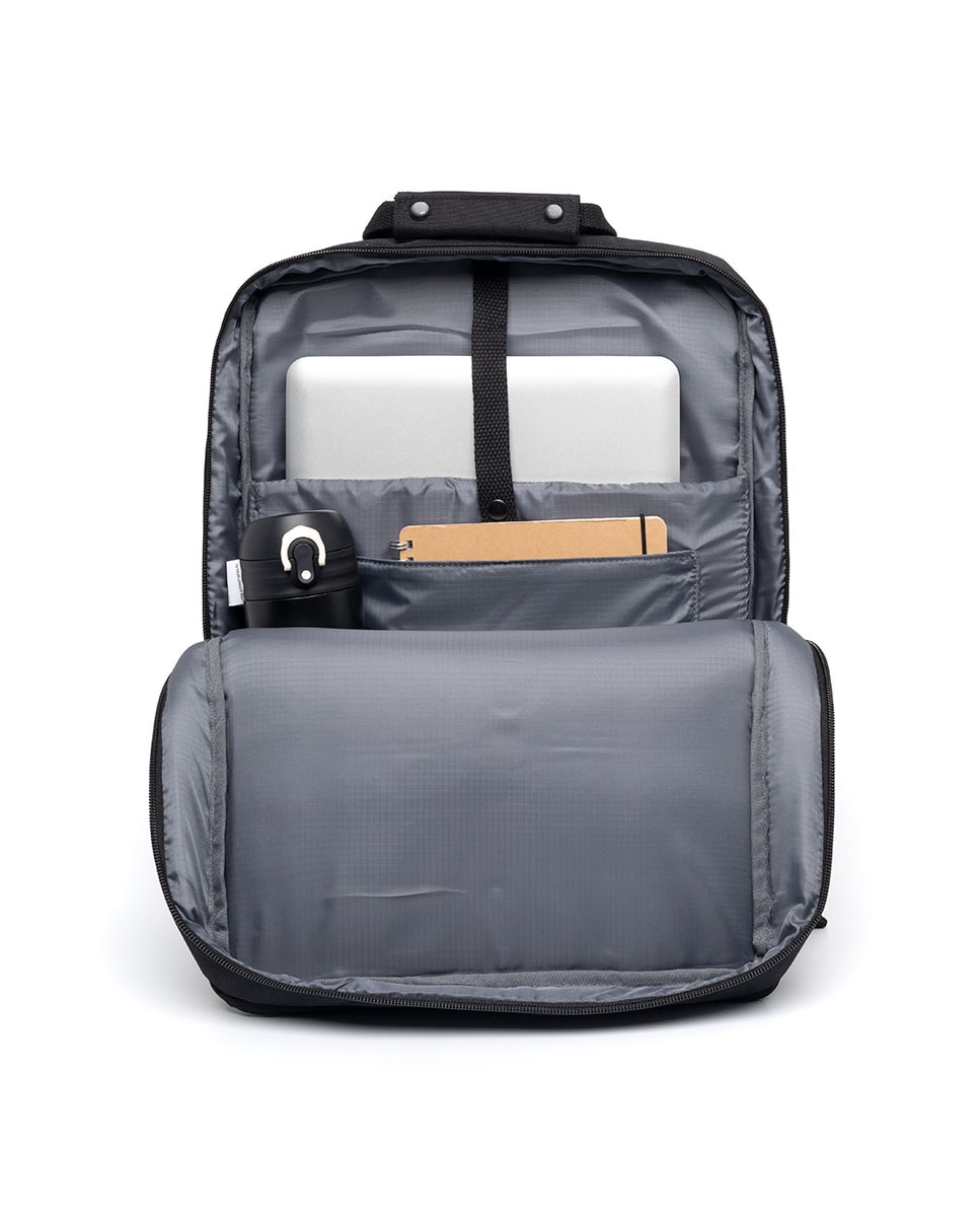 Mochila unisex urbana con dos compartimentos - Lefrik - Negro Negro-3