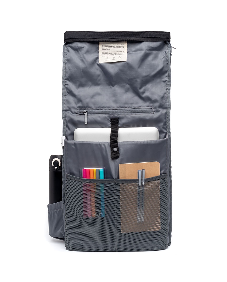 Mochila enrollable unisex con cremallera e imanes - Lefrik - Negro Negro-5